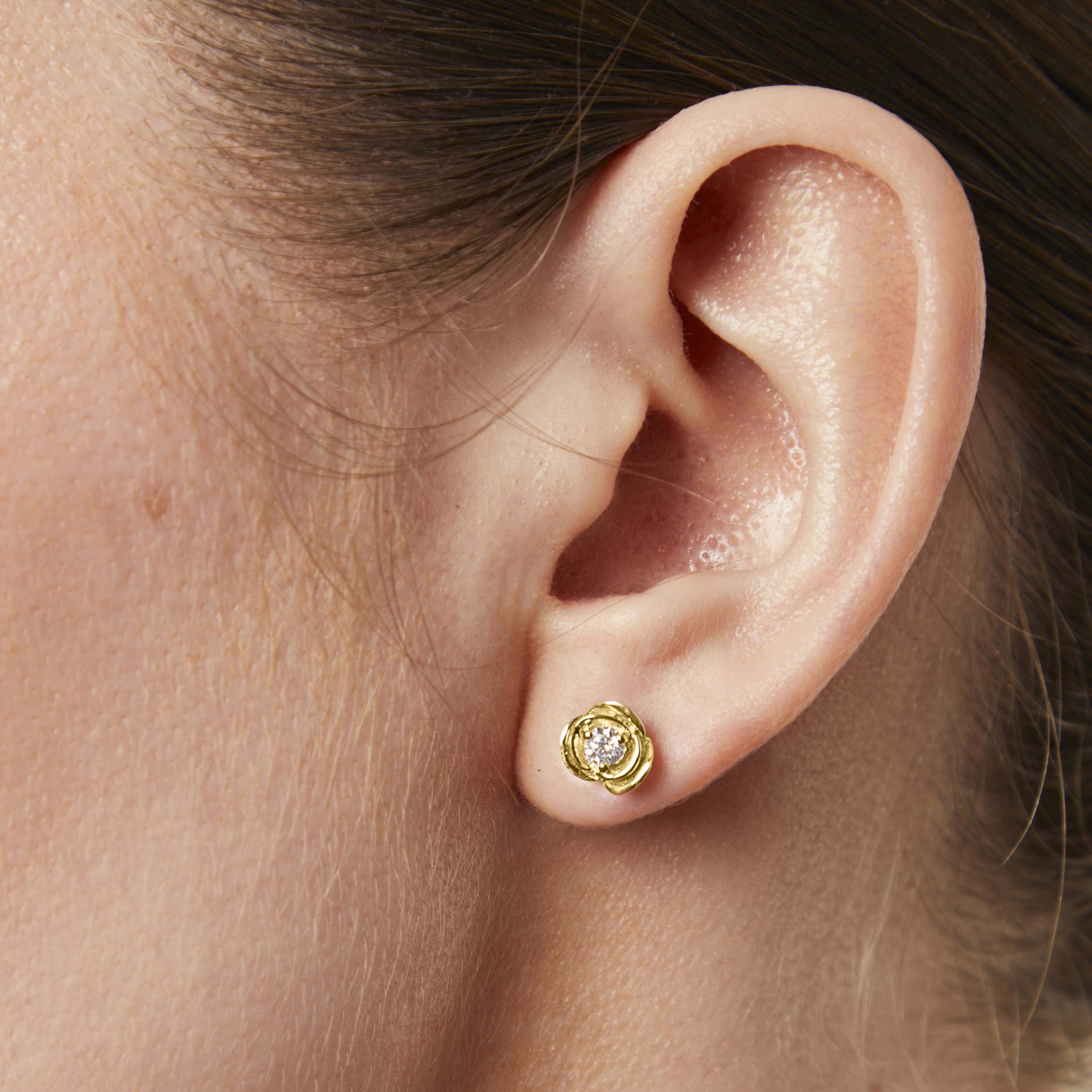 Gold Vermeil Rose Flower Stud Earrings