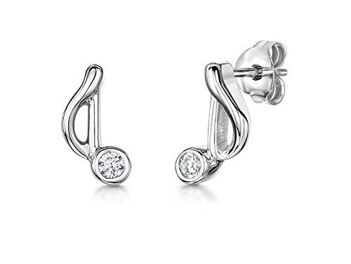Sterling Silver Music Note Stud Earrings