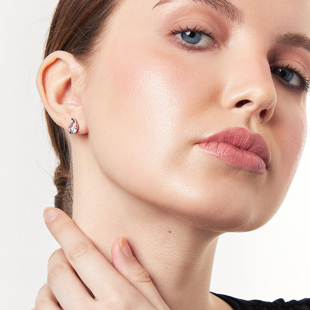 Sterling Silver Cubic Zirconia Wishbone Stud Earrings