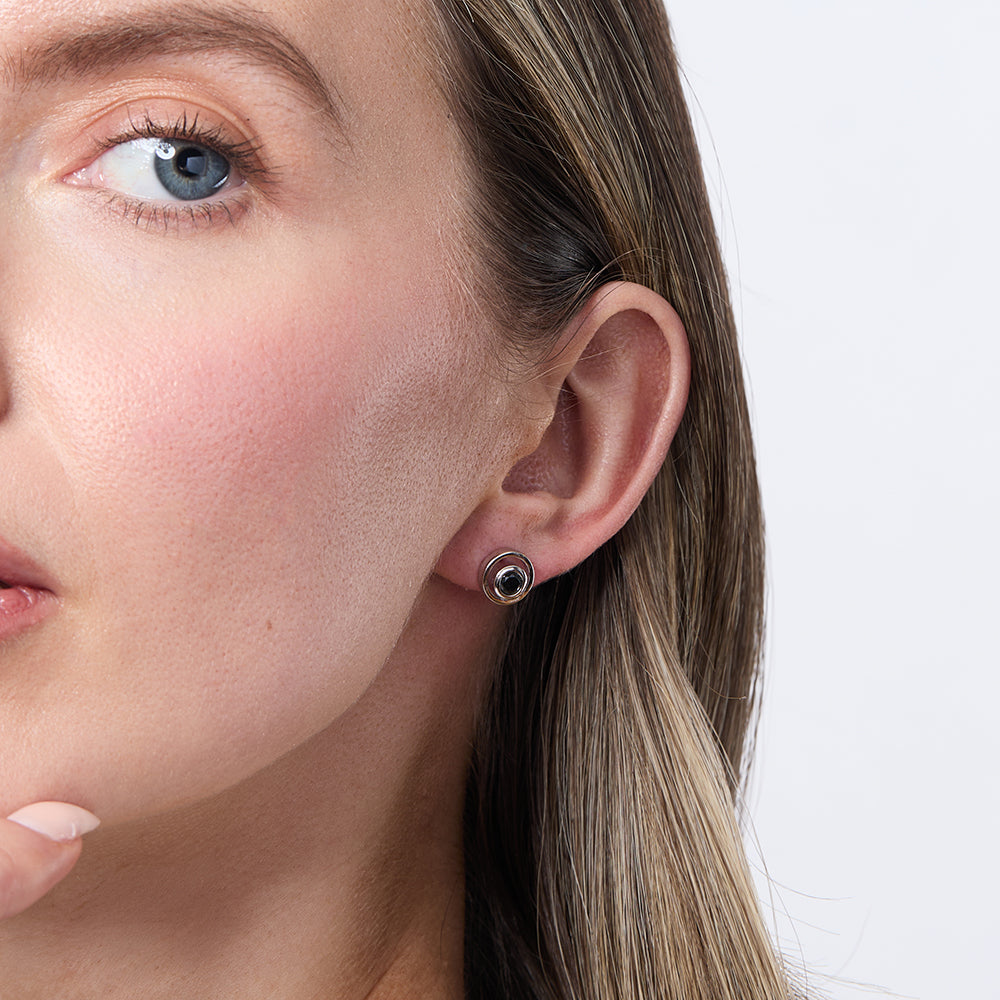 Sterling Silver Black Cubic Zirconia Studs