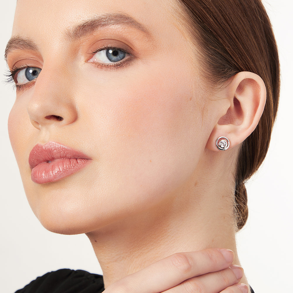Sterling Silver Concentric Circle Stud Earrings
