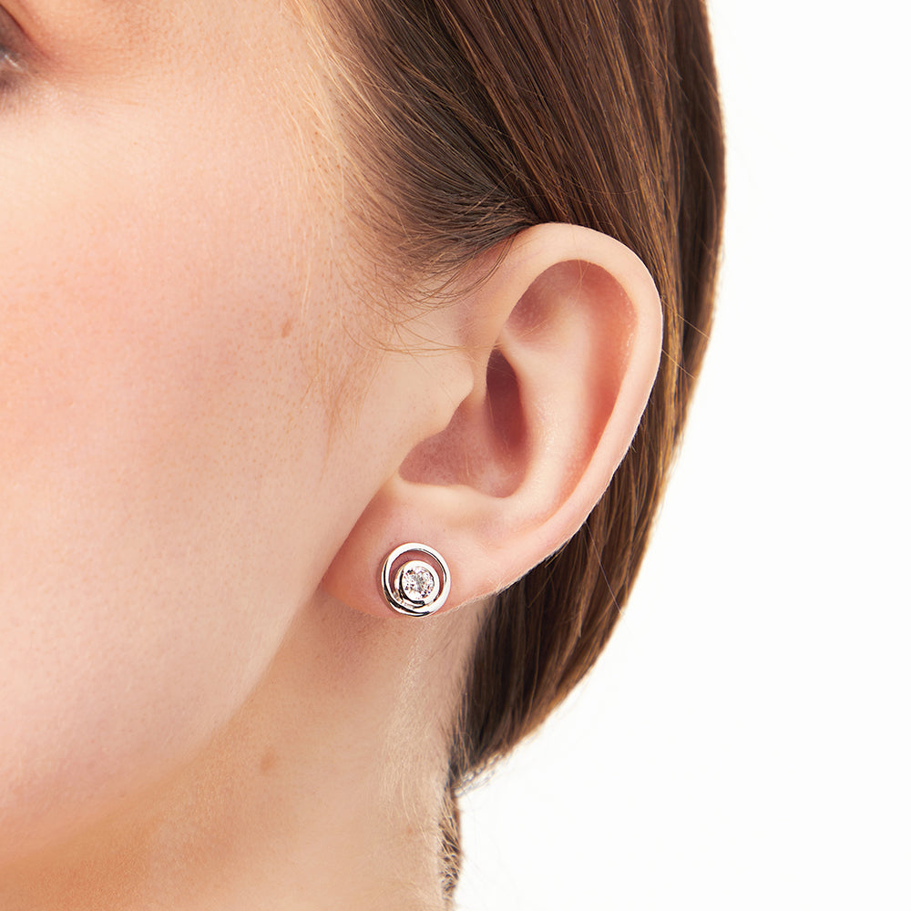 Sterling Silver Concentric Circle Stud Earrings