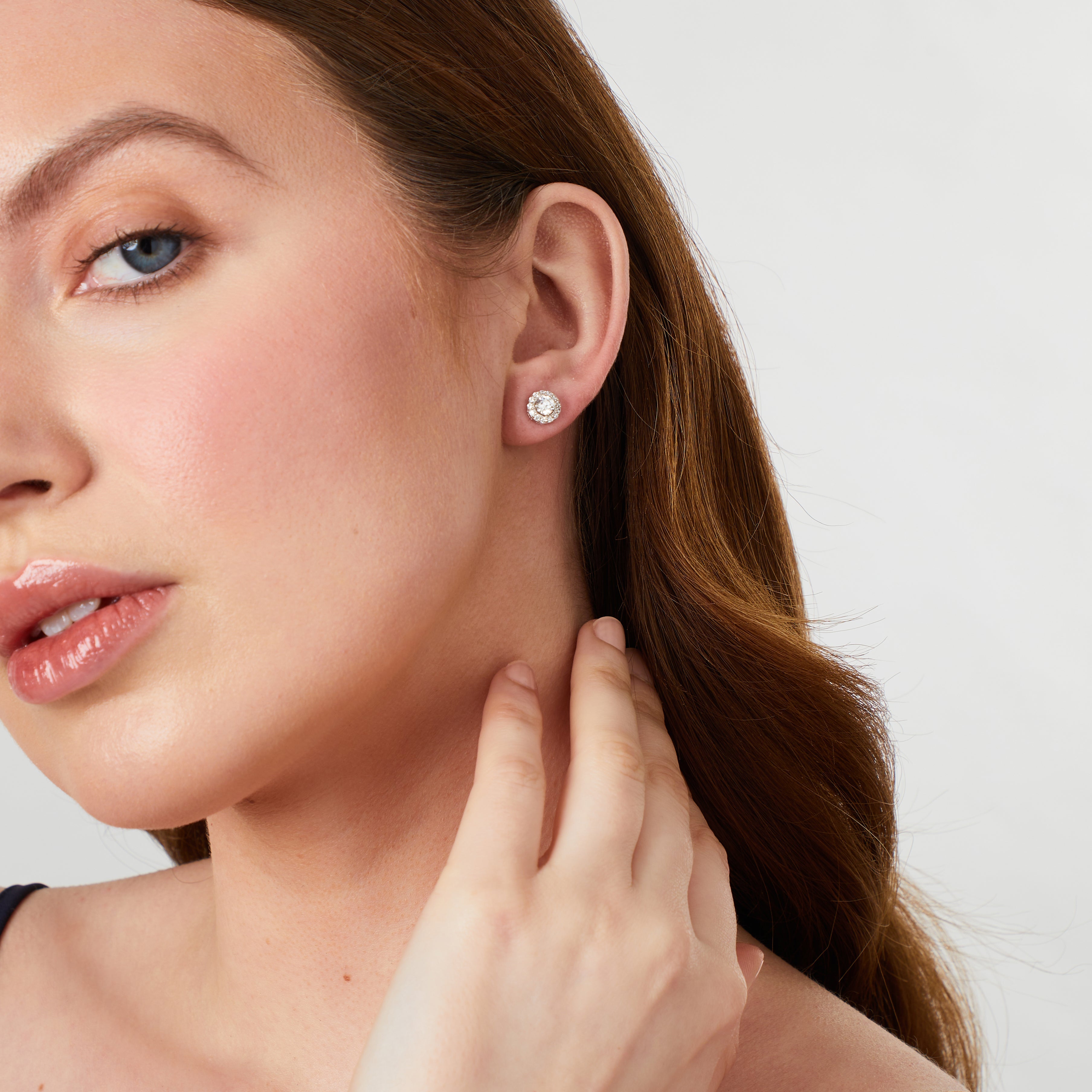 Sterling Silver Halo Stud Earrings - 1.3ct Round CZ