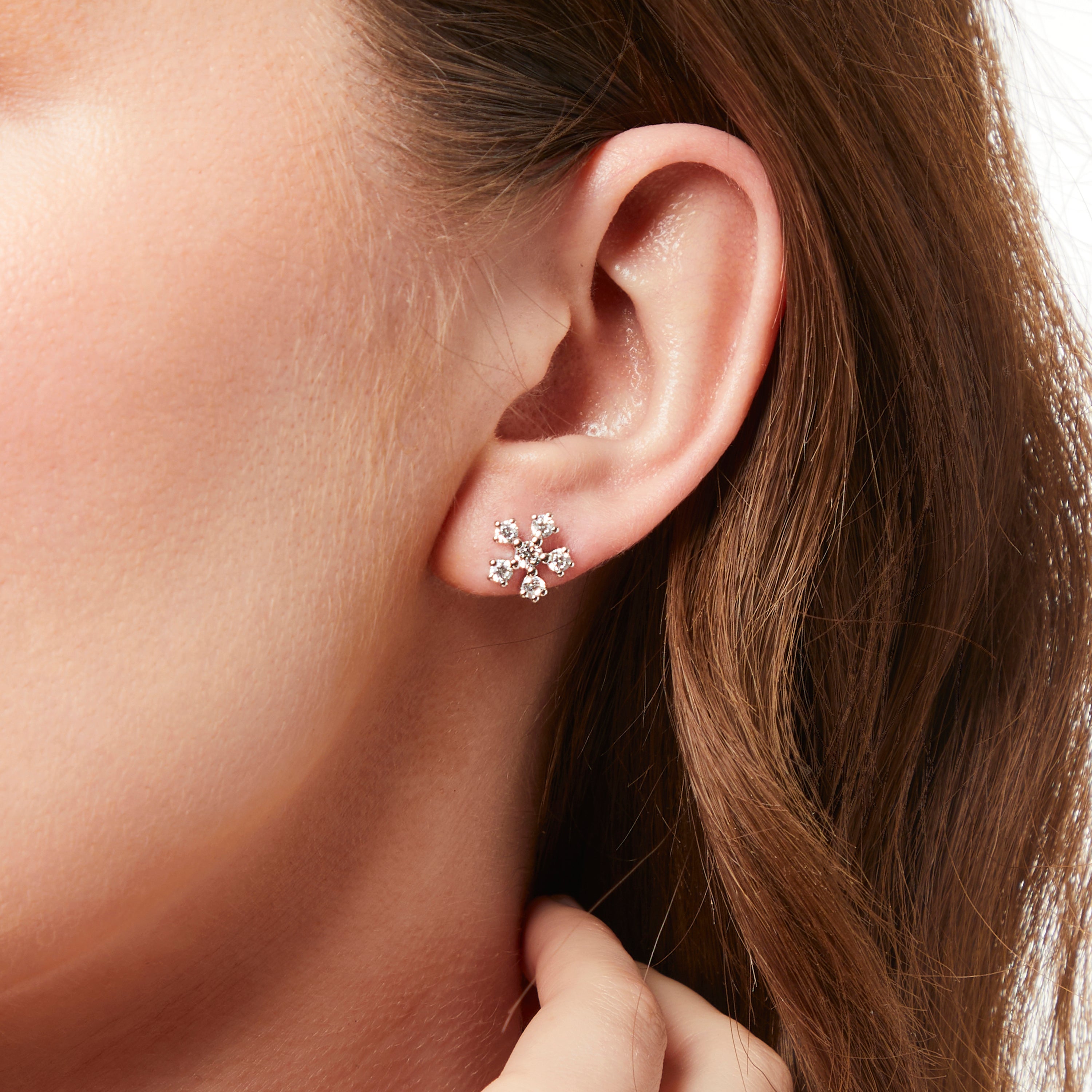 Sterling Silver Six Cubic Zirconia Stone Earrings