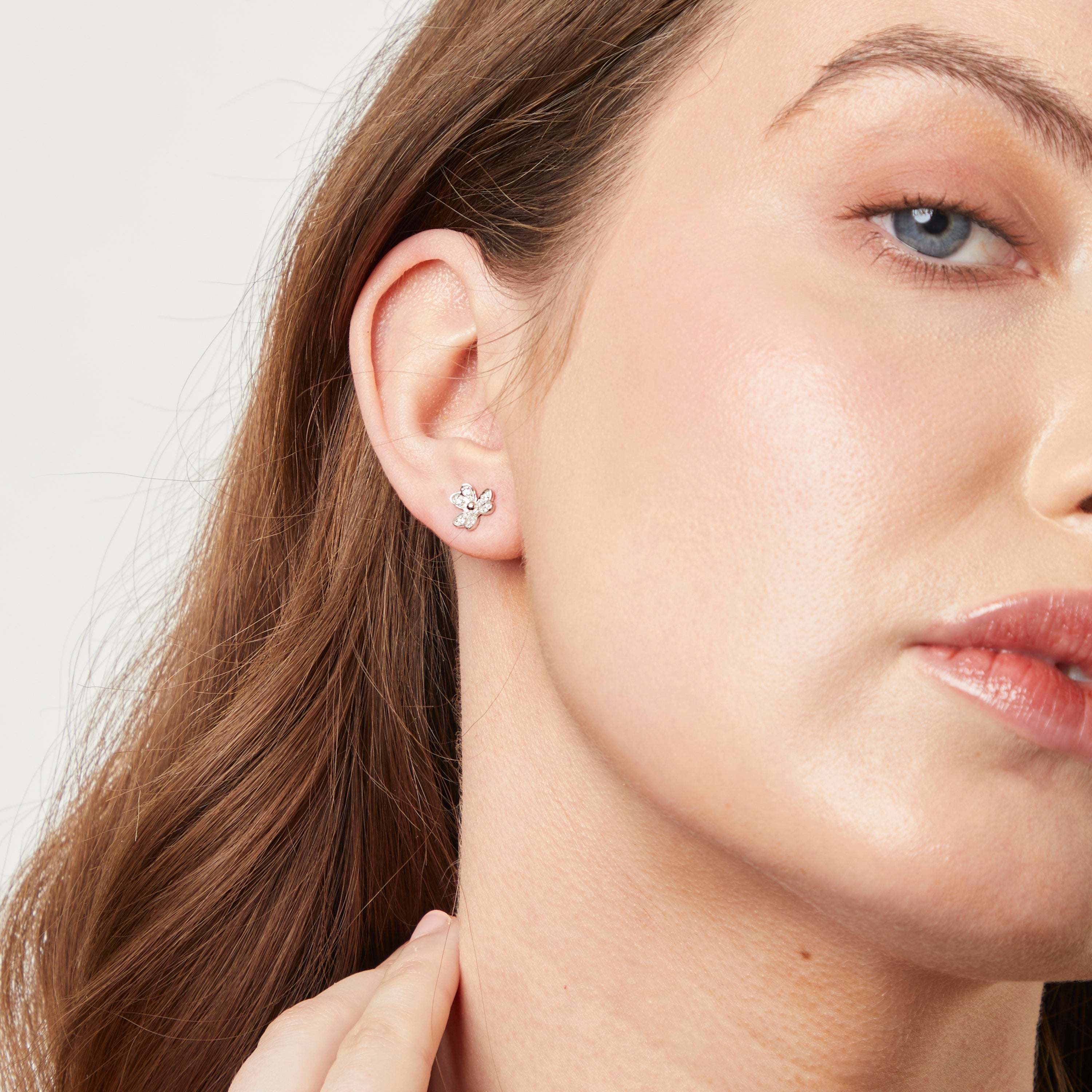 Sterling Silver Double Flower Petal Earrings