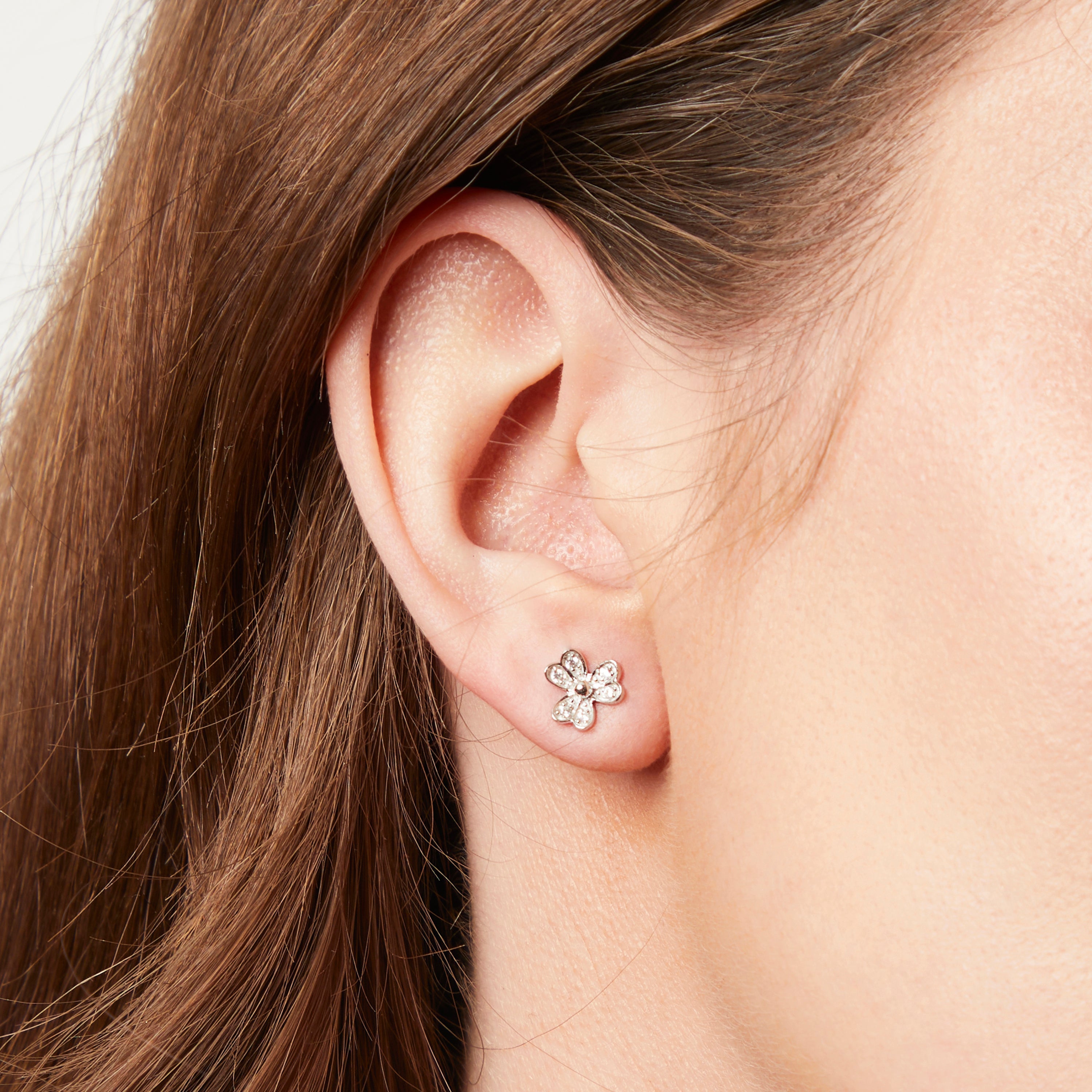 Sterling Silver Three Petal Stud Earrings