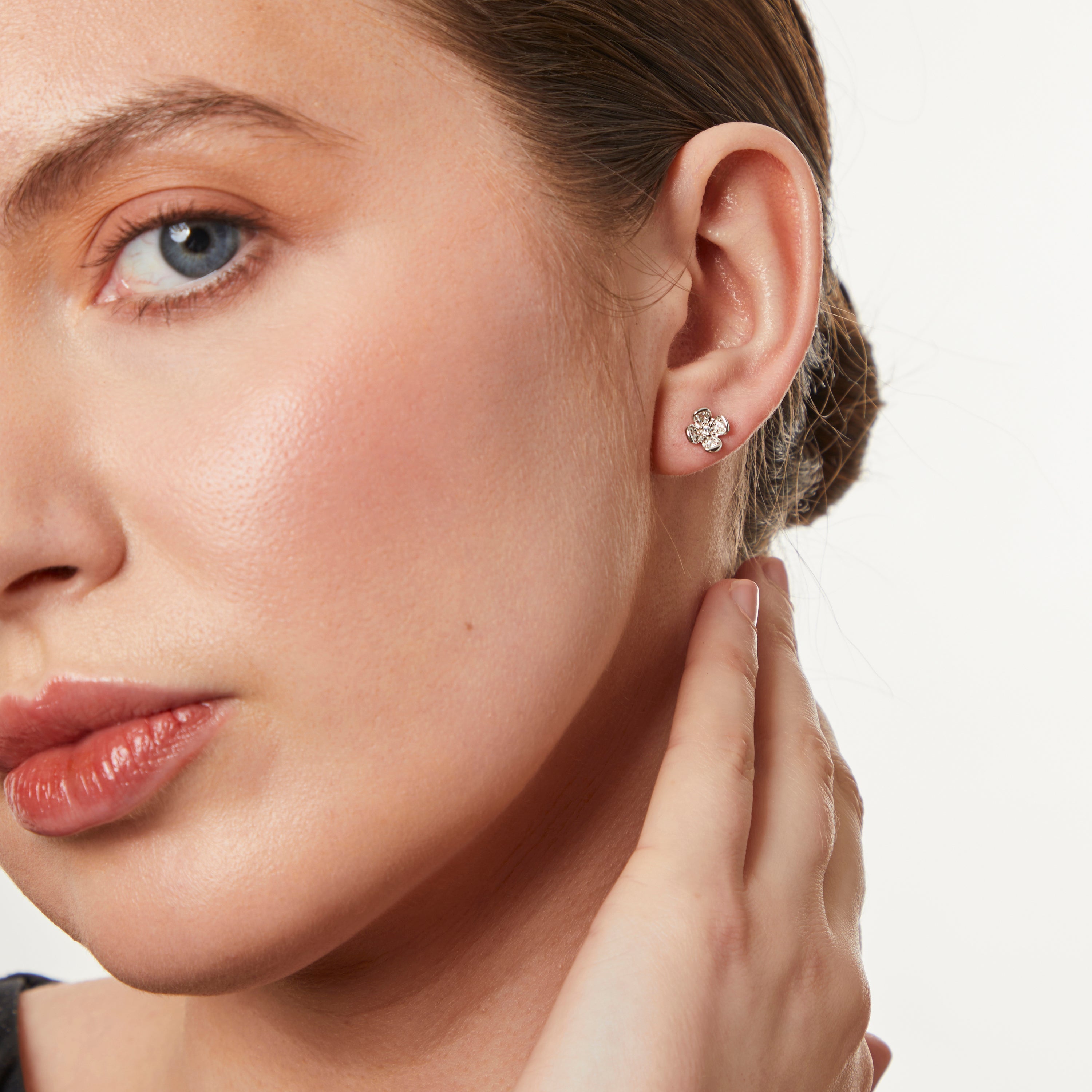 Sterling Silver Four Flower Petal Earrings