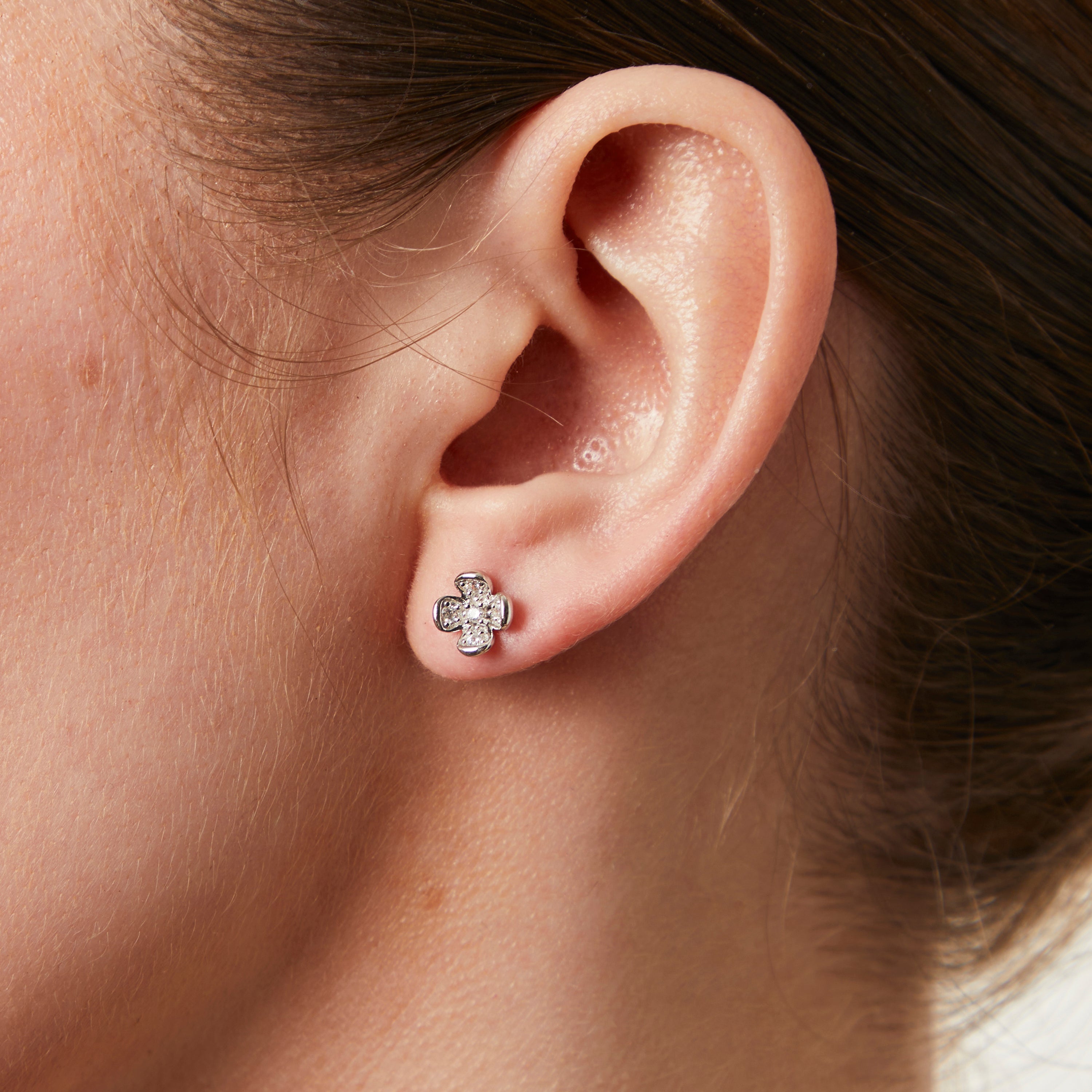 Sterling Silver Four Flower Petal Earrings