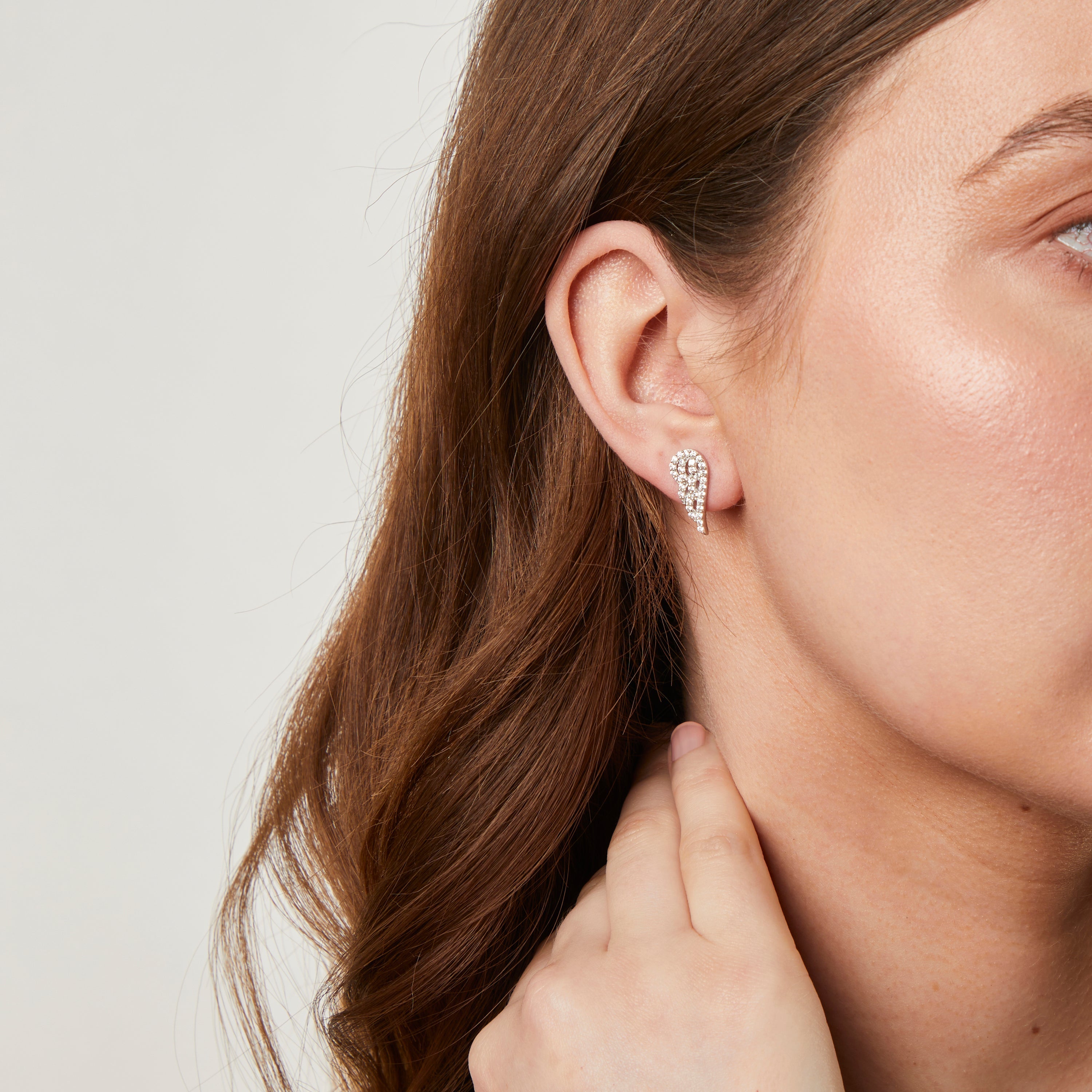 Sterling Silver Angel Wing Stud Earrings