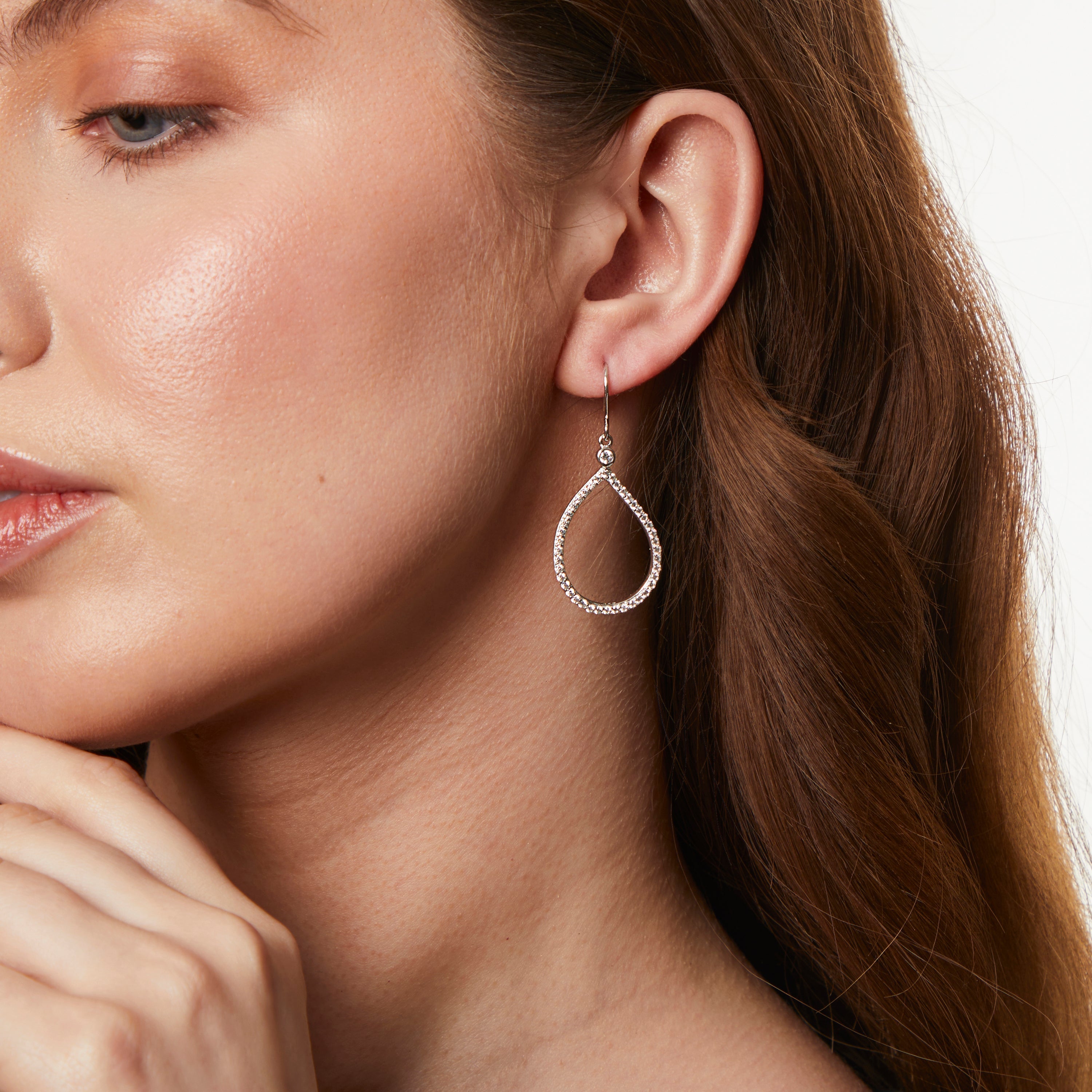 Sterling Silver Large Fishhook Teardrop Earrings