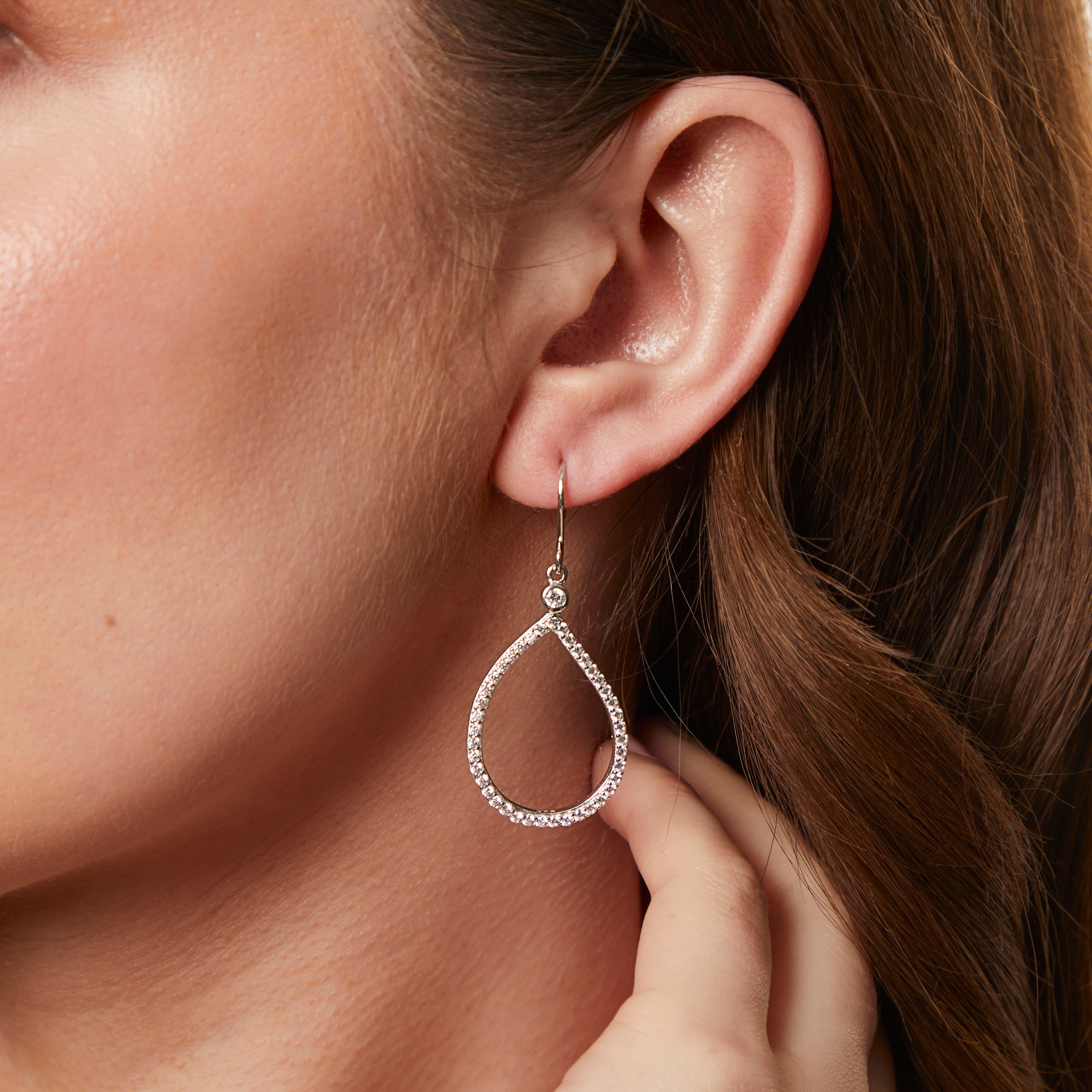Sterling Silver Large Fishhook Teardrop Earrings
