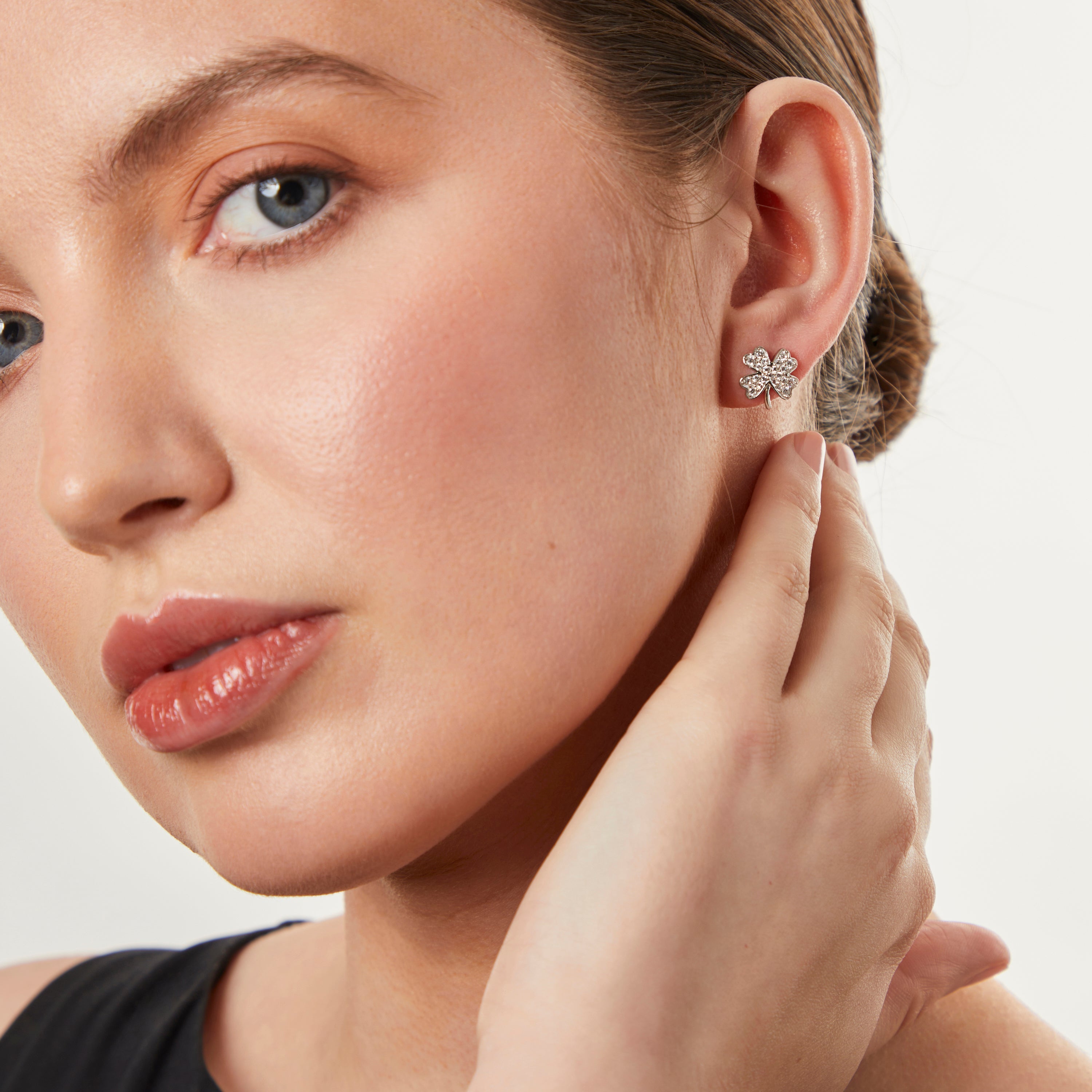 Sterling Silver Four Leaf Clover Stud Earrings