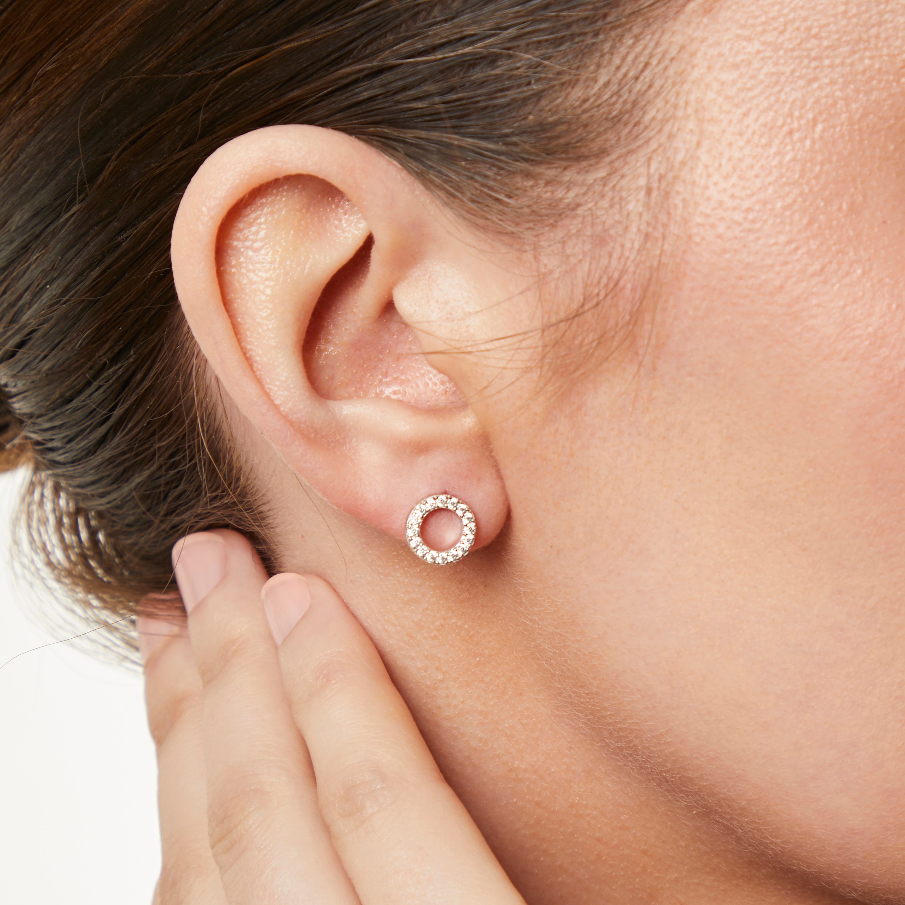 Sterling Silver Open Circle Set Stud Earrings