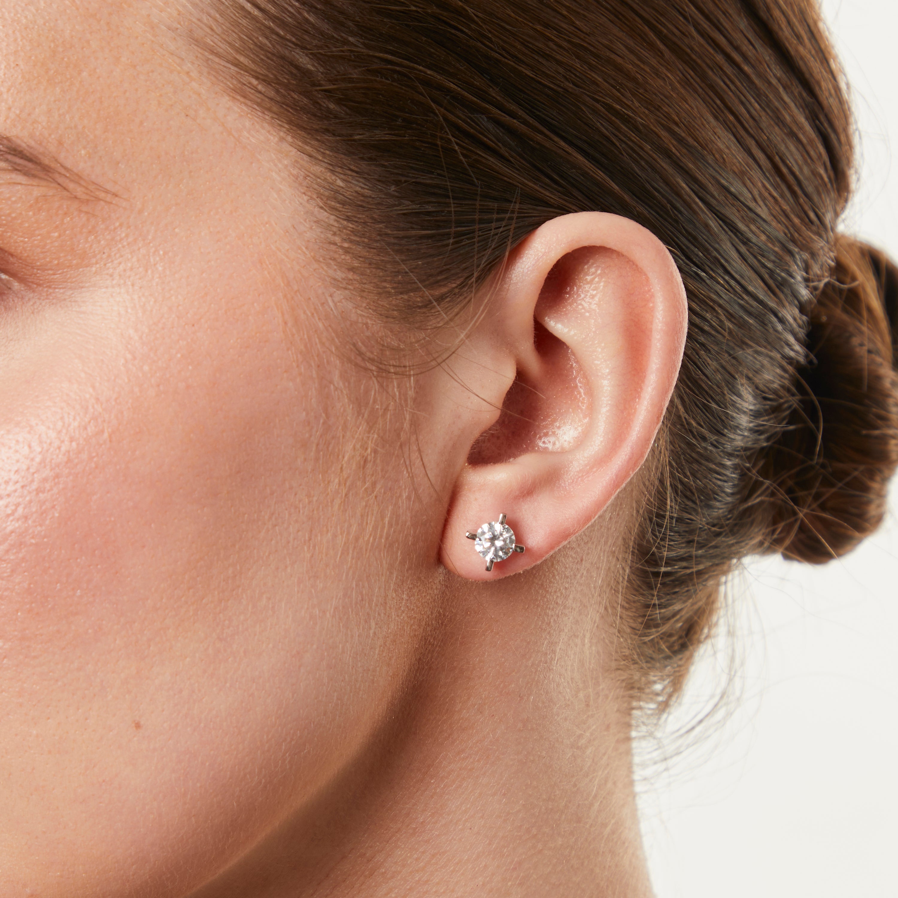Sterling Silver Large Four Claw Solitaire Earrings