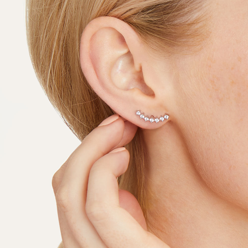 Sterling Silver Cuff Climber Earrings