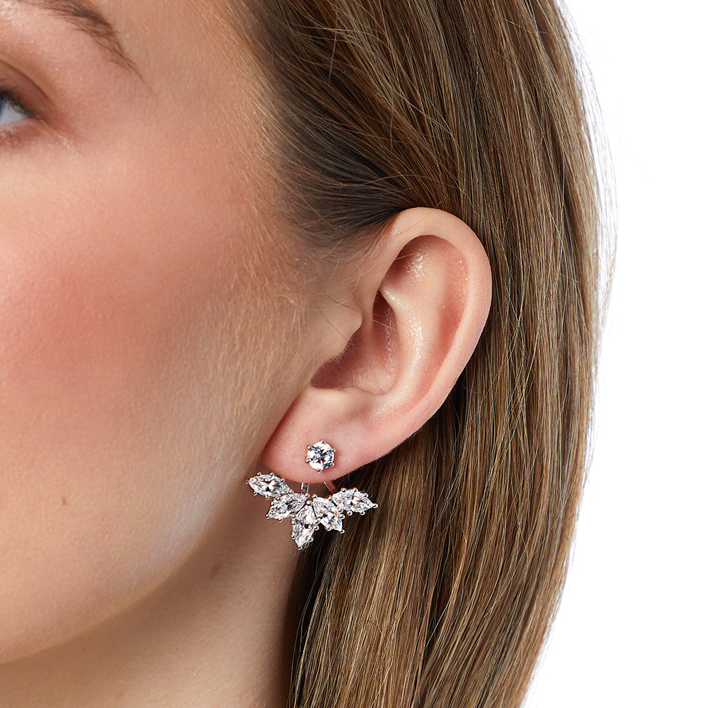 Sterling Silver Lotus Flower Jacket Earrings