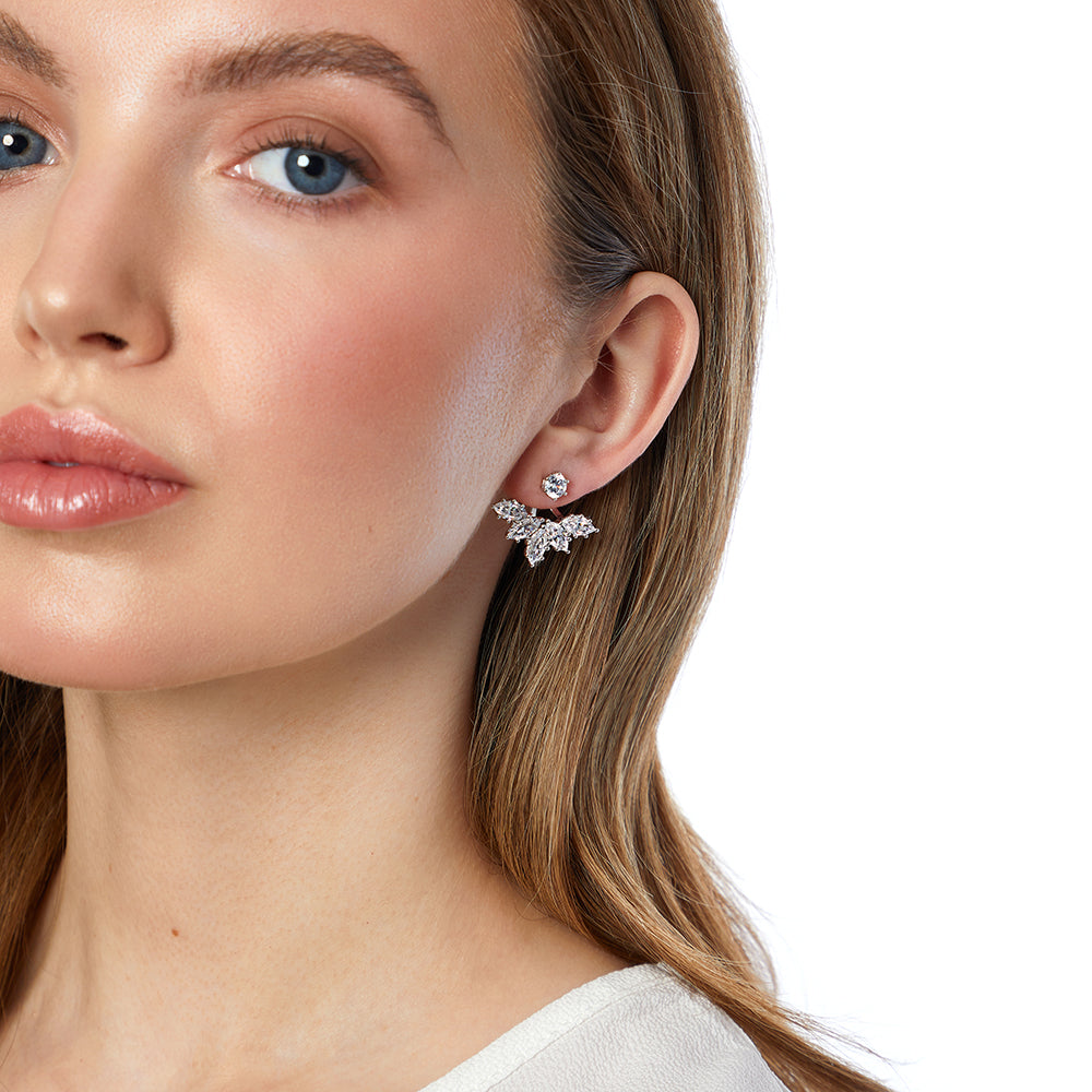Sterling Silver Lotus Flower Jacket Earrings