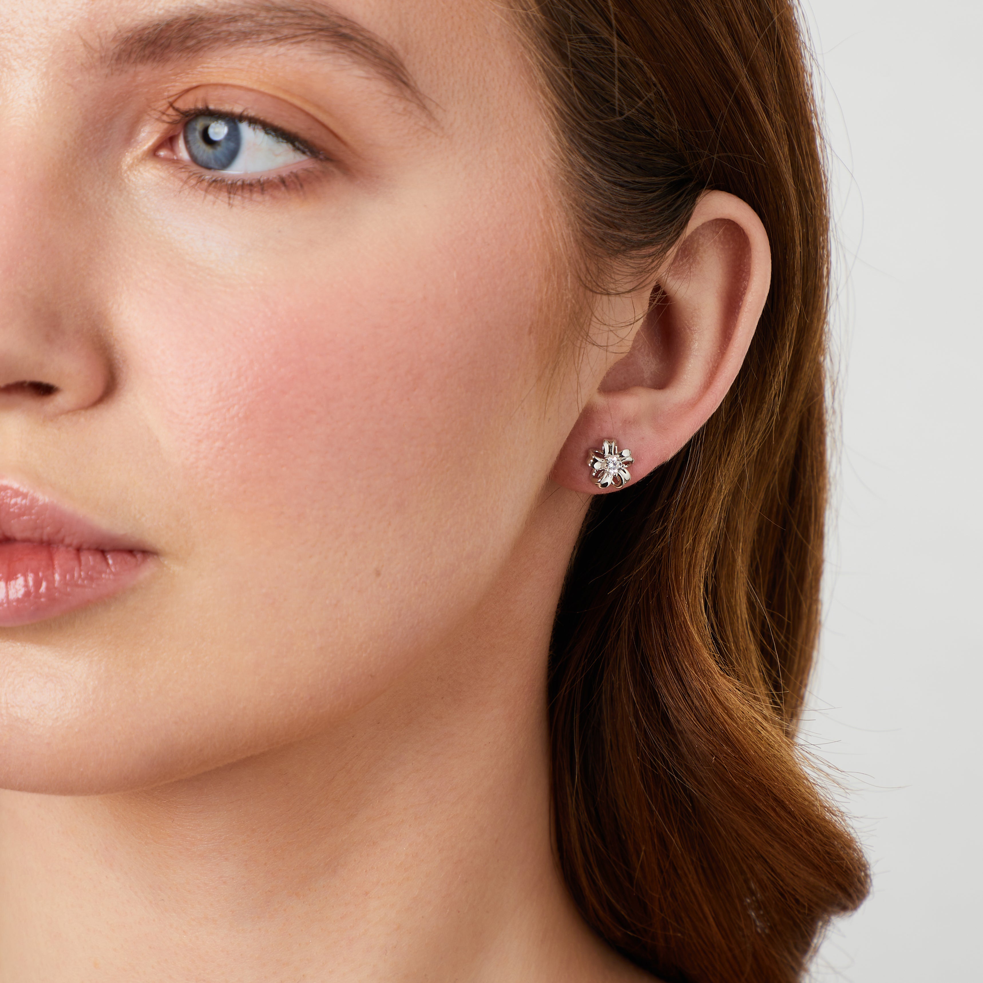 Sterling Silver Delicate Flower Stud Earrings