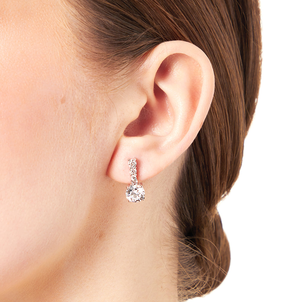 Sterling Silver Solitaire Drop Earrings