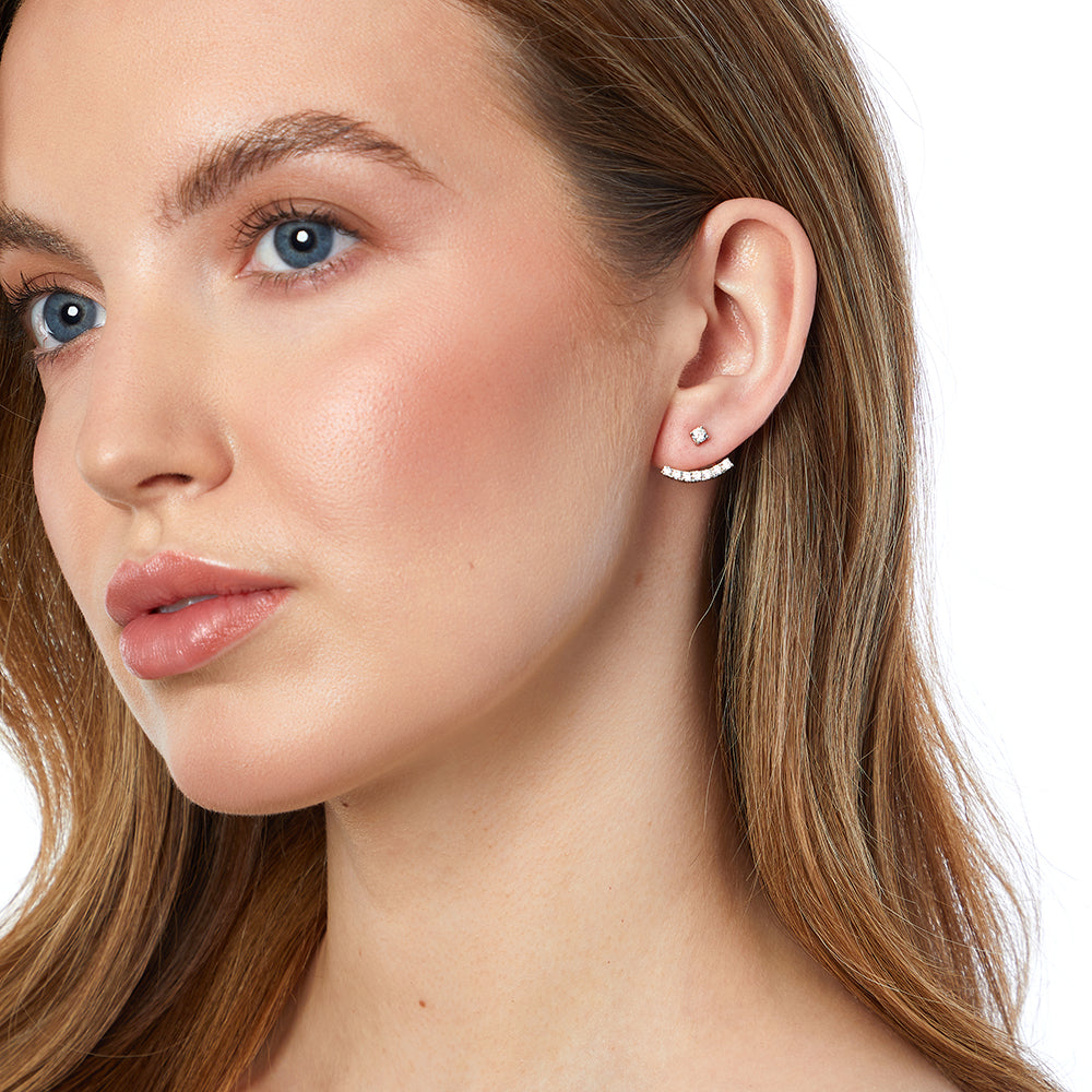 Sterling Silver Cubic Zirconia Jacket Earrings