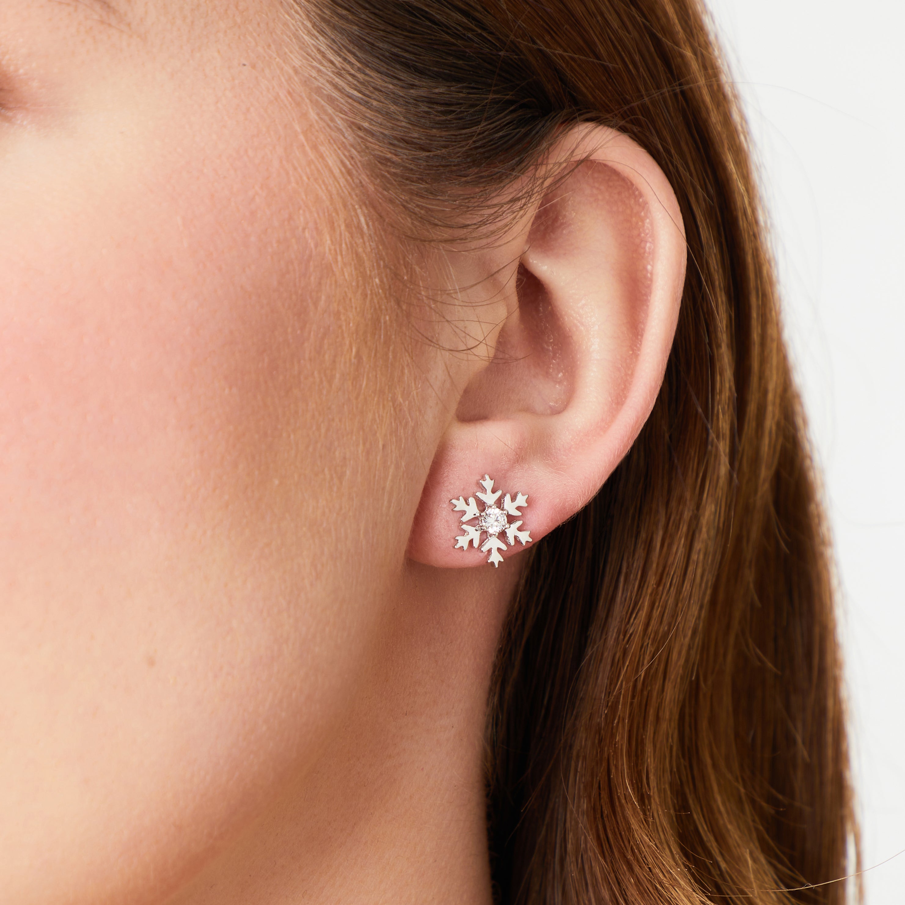 Sterling Silver Polished Snowflake Earrings