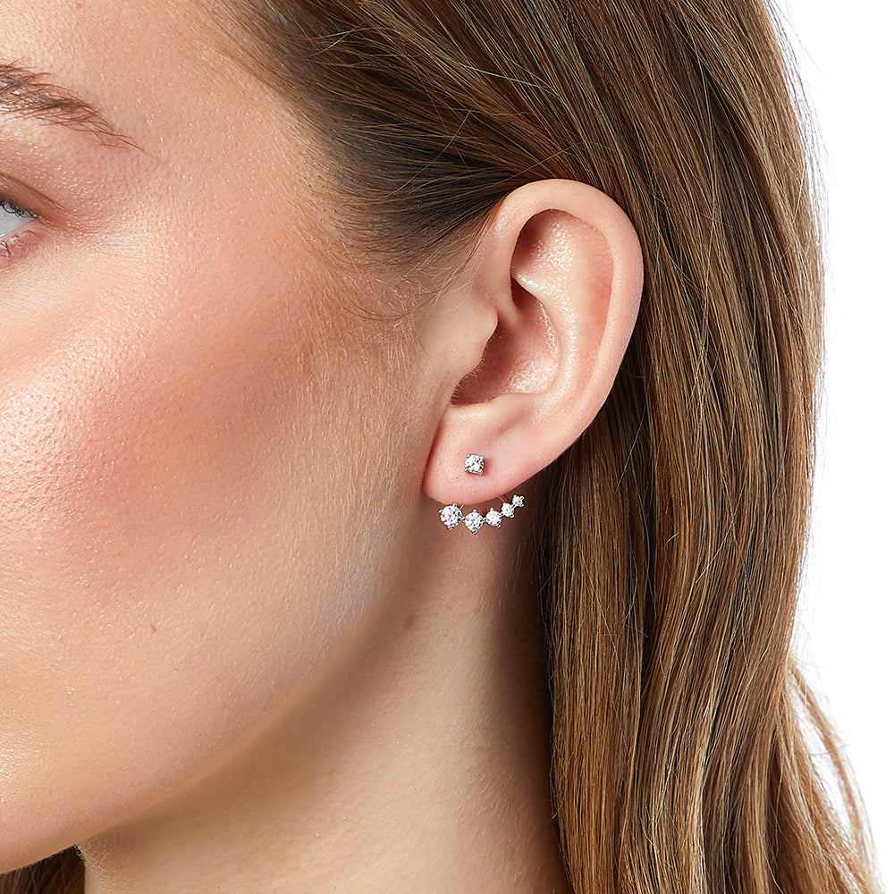 Sterling Silver Jacket 5 Stone Earrings