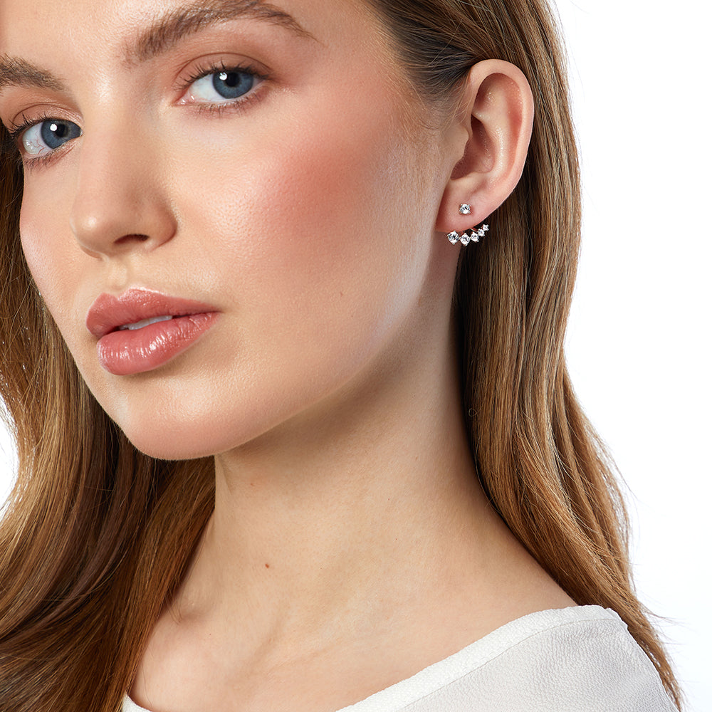 Sterling Silver Jacket 5 Stone Earrings
