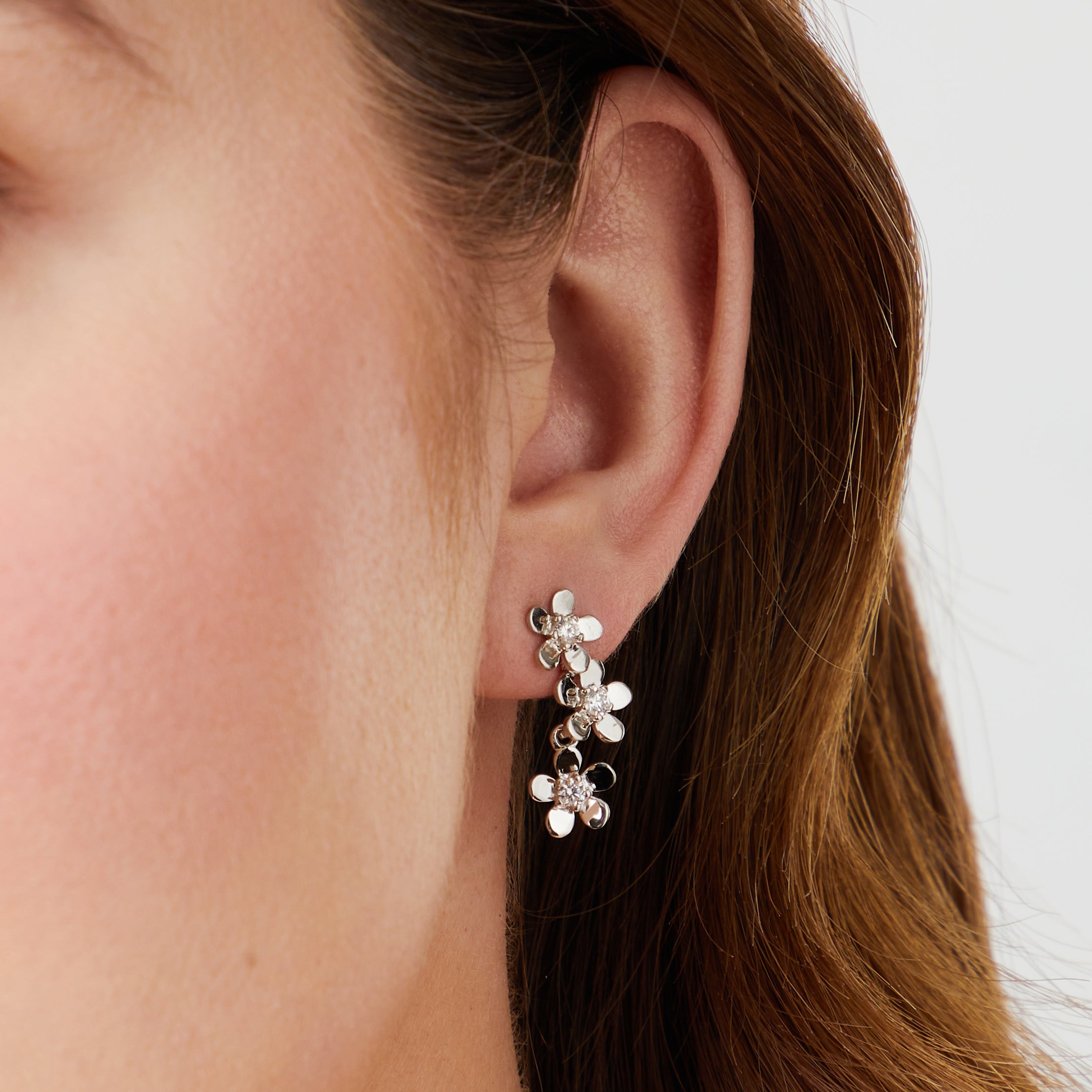 Sterling Silver Small Daisy Drop Earrings