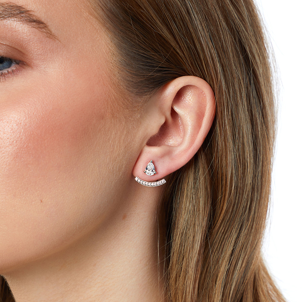 Sterling Silver Cubic Zirconia Pear Bale Earrings