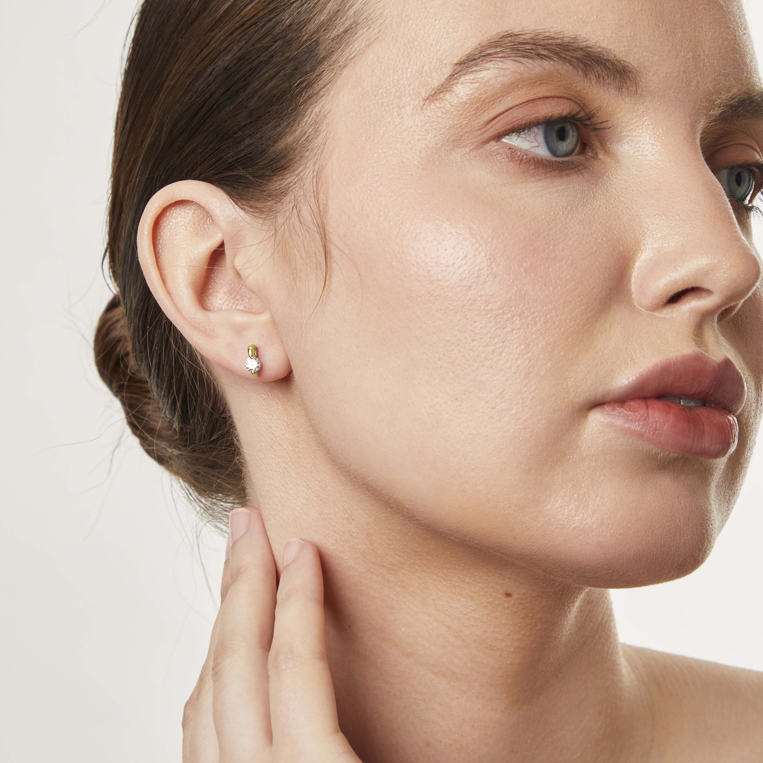 Gold Vermeil 2 Claw Stud Earrings