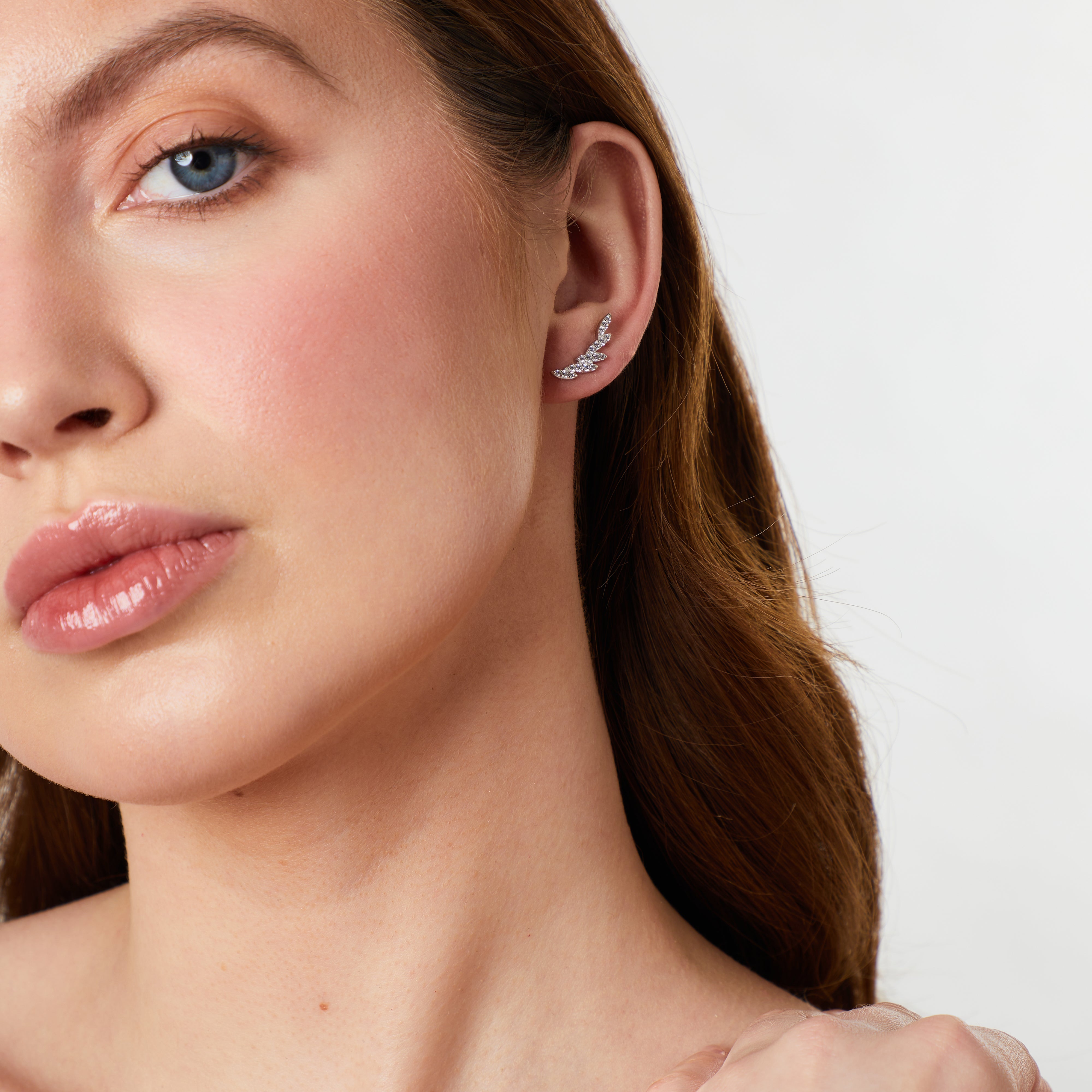 Sterling Silver Oval Cuff Climber Earrings