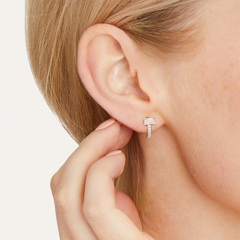 Sterling Silver Earrings Half Huggie Earrings
