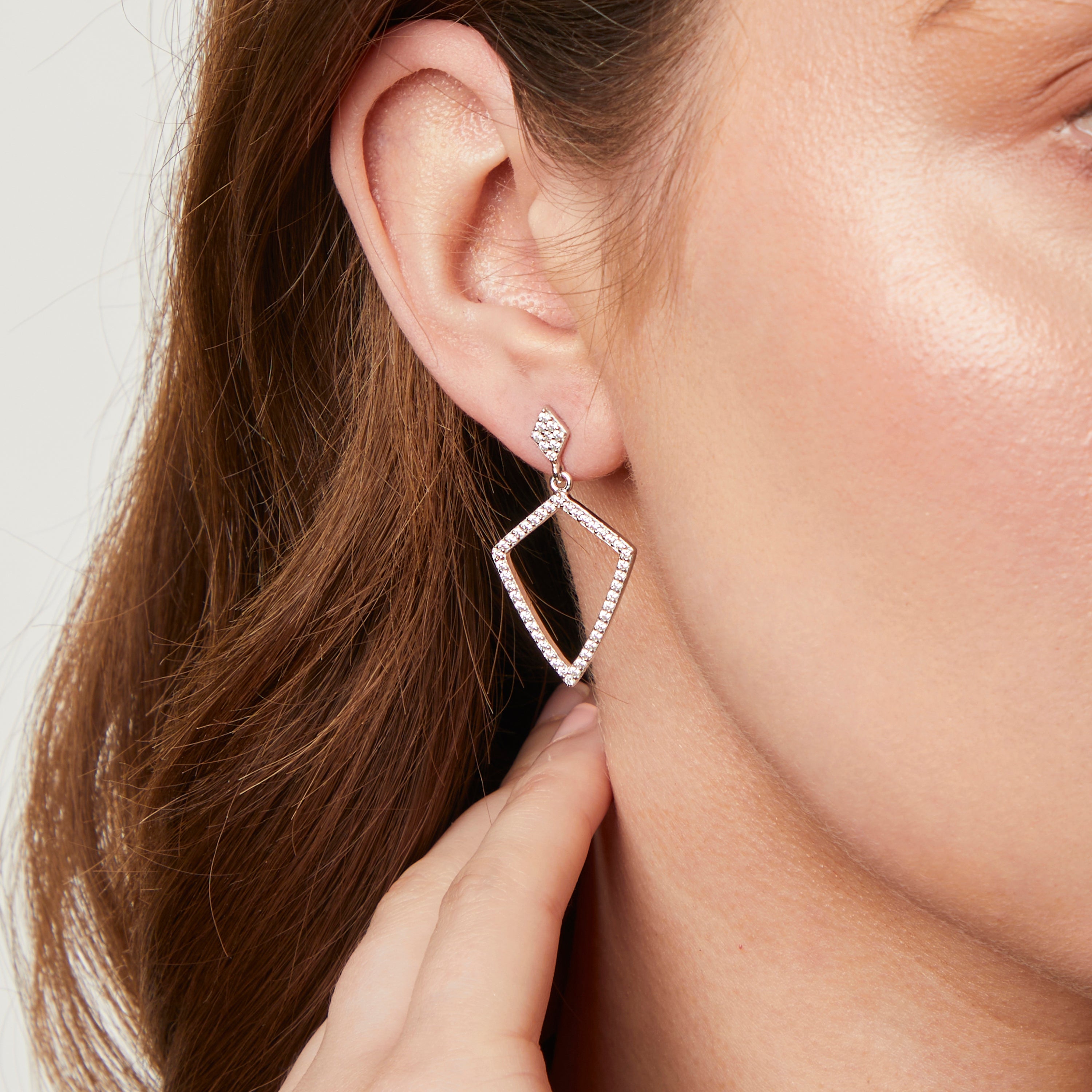 Sterling Silver Art Deco Cubic Zirconia Drop Earrings