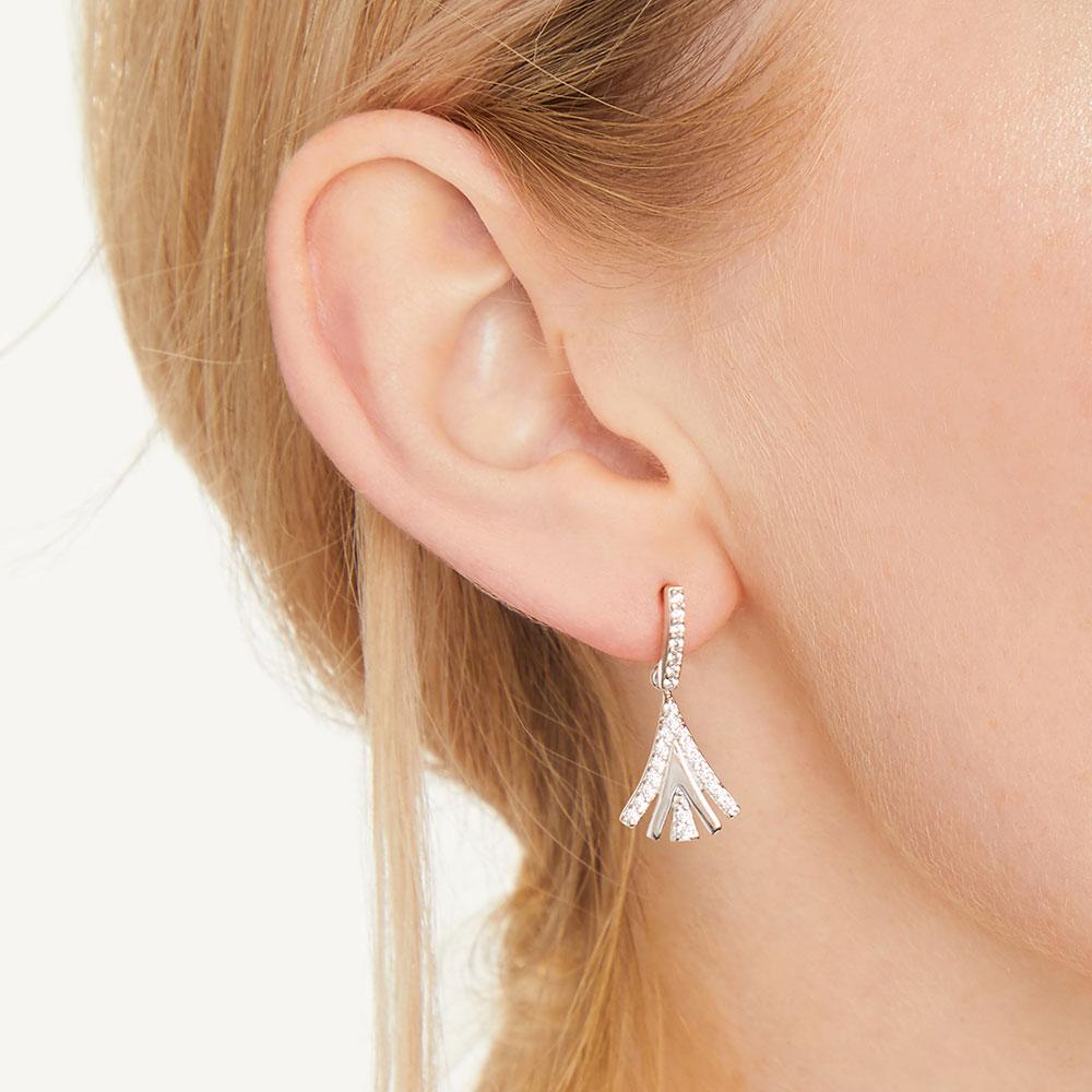 Sterling Silver Fan Drop Earrings
