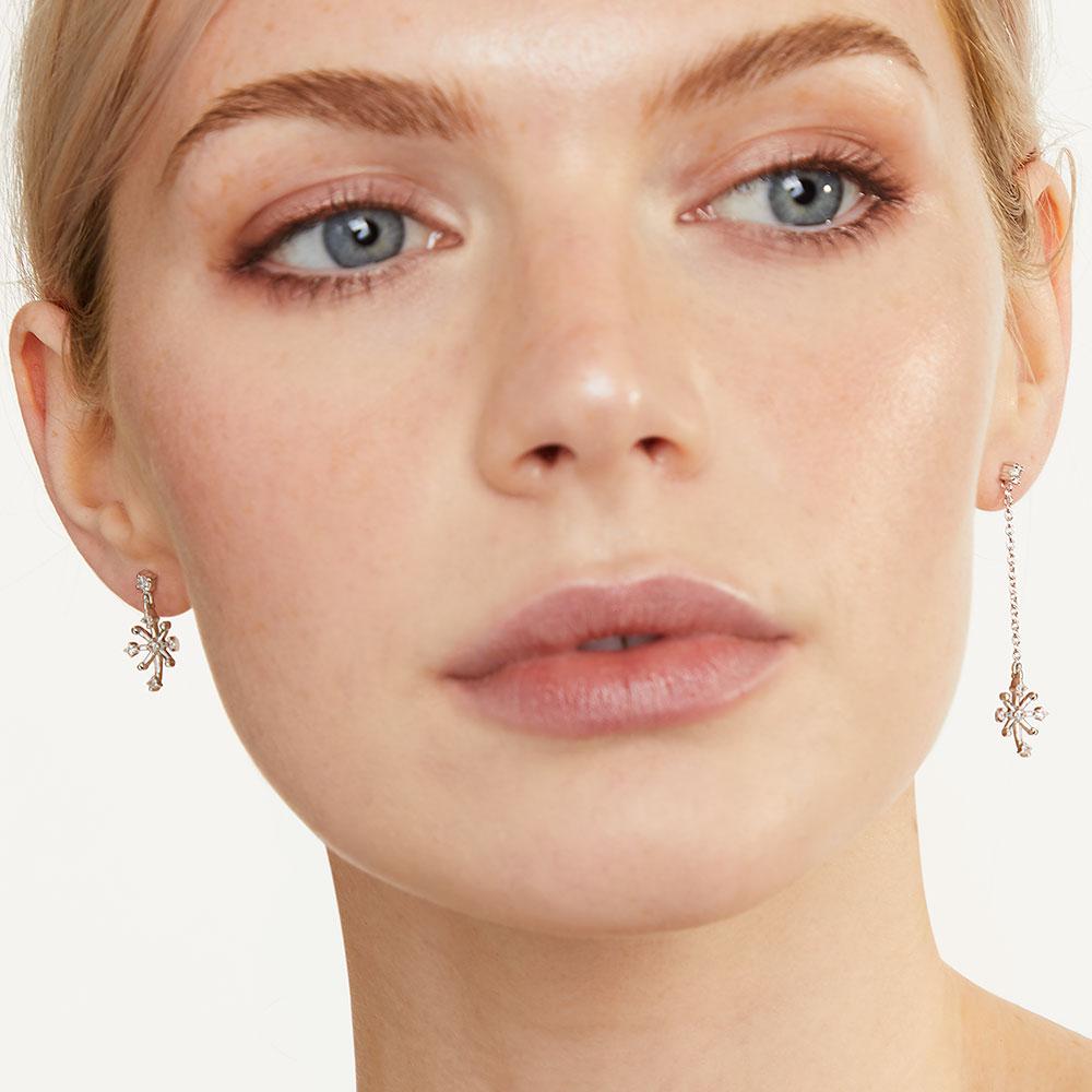 Sterling Silver Snowflake Long Short Chain Earrings
