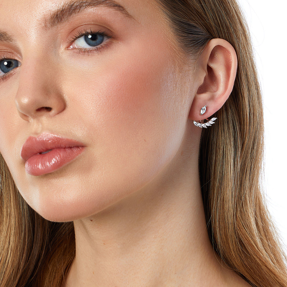 Sterling Silver Marquise Stone Set Jacket Earrings