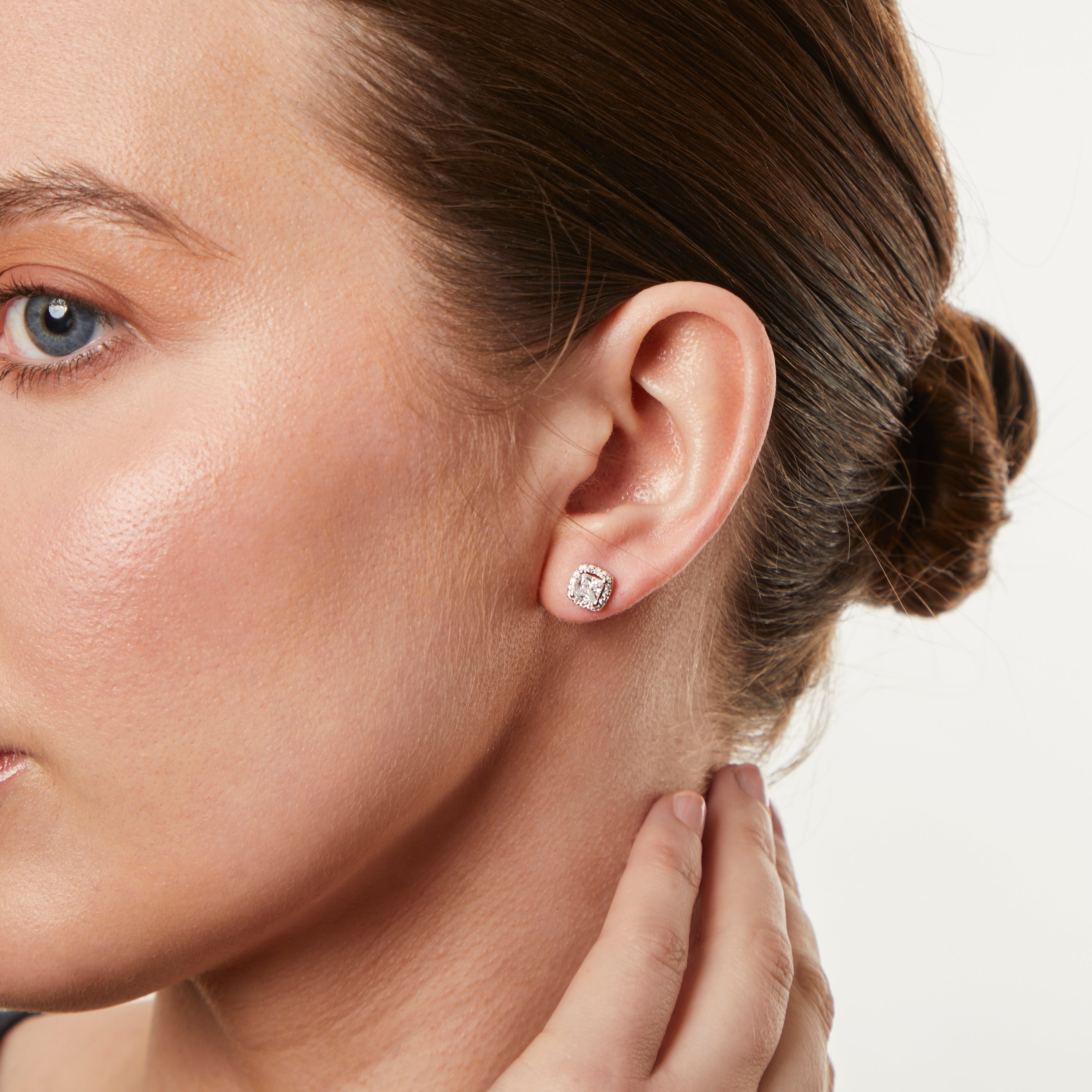 Sterling Silver Small Halo Stud Earrings