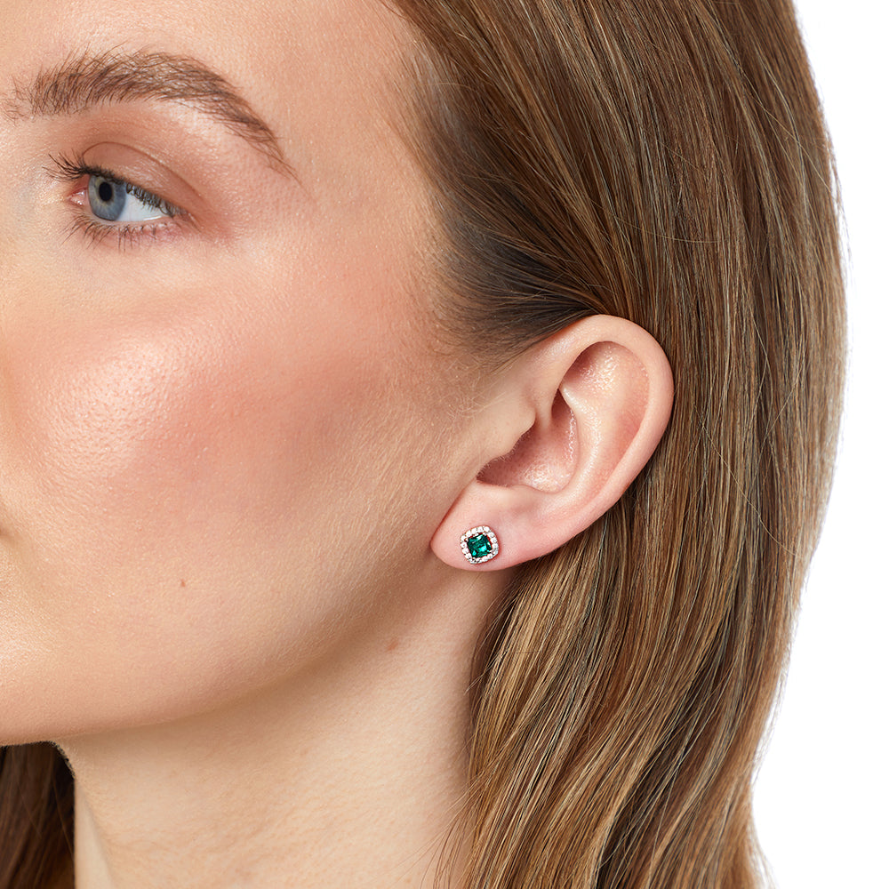 Sterling Silver Emerald Green Drop Earrings | Premium Cubic Zirconia