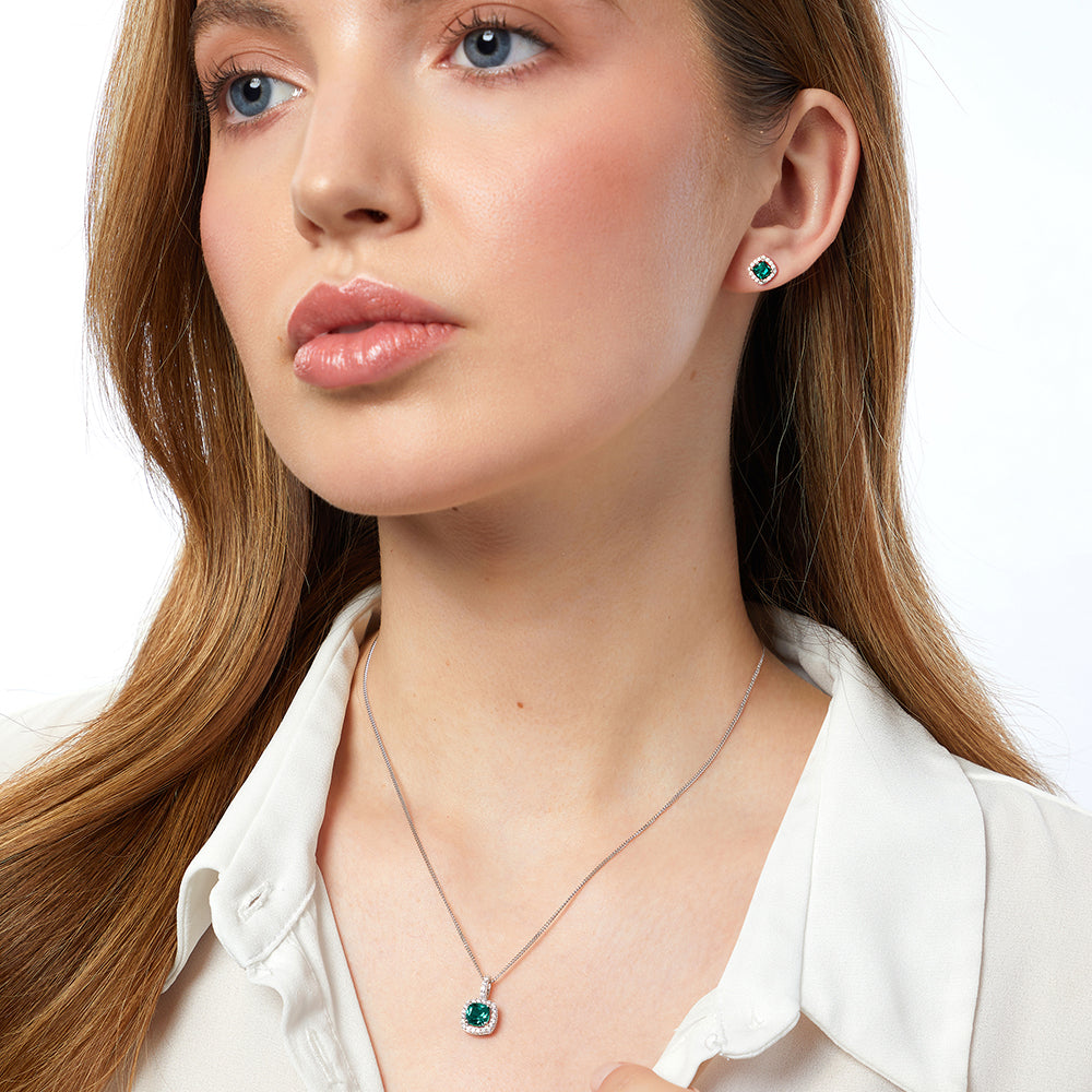 Sterling Silver Emerald Green Drop Earrings | Premium Cubic Zirconia