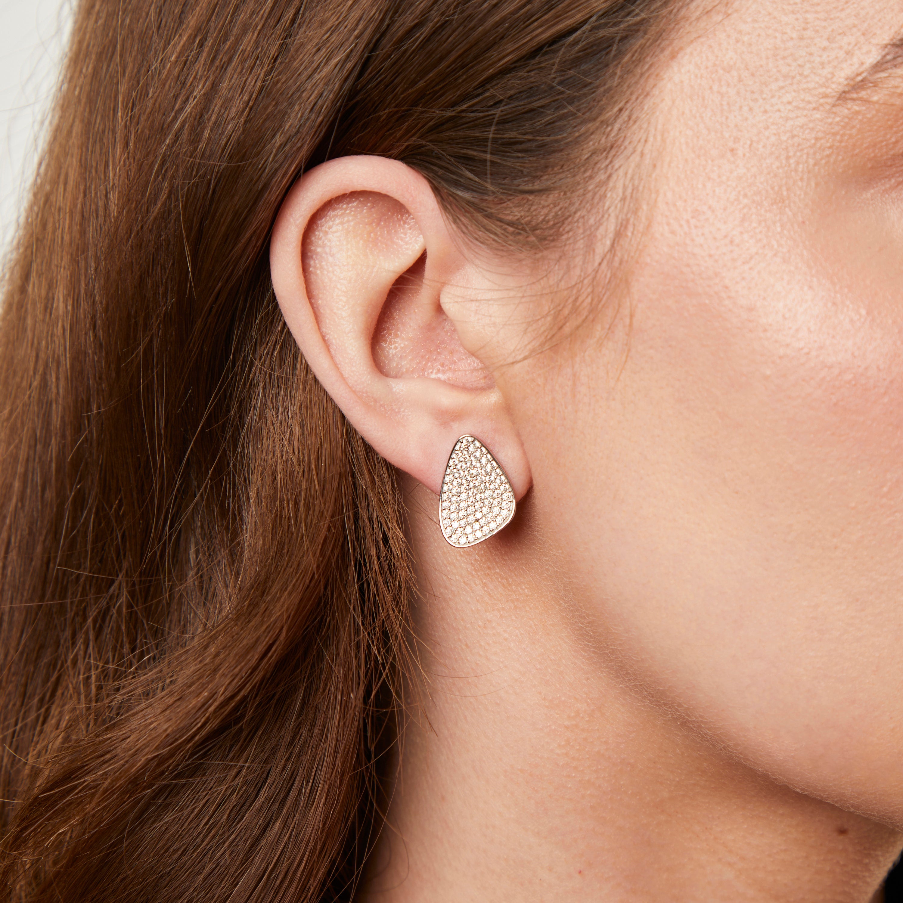 Sterling Silver Soft Triangle Pave Earrings