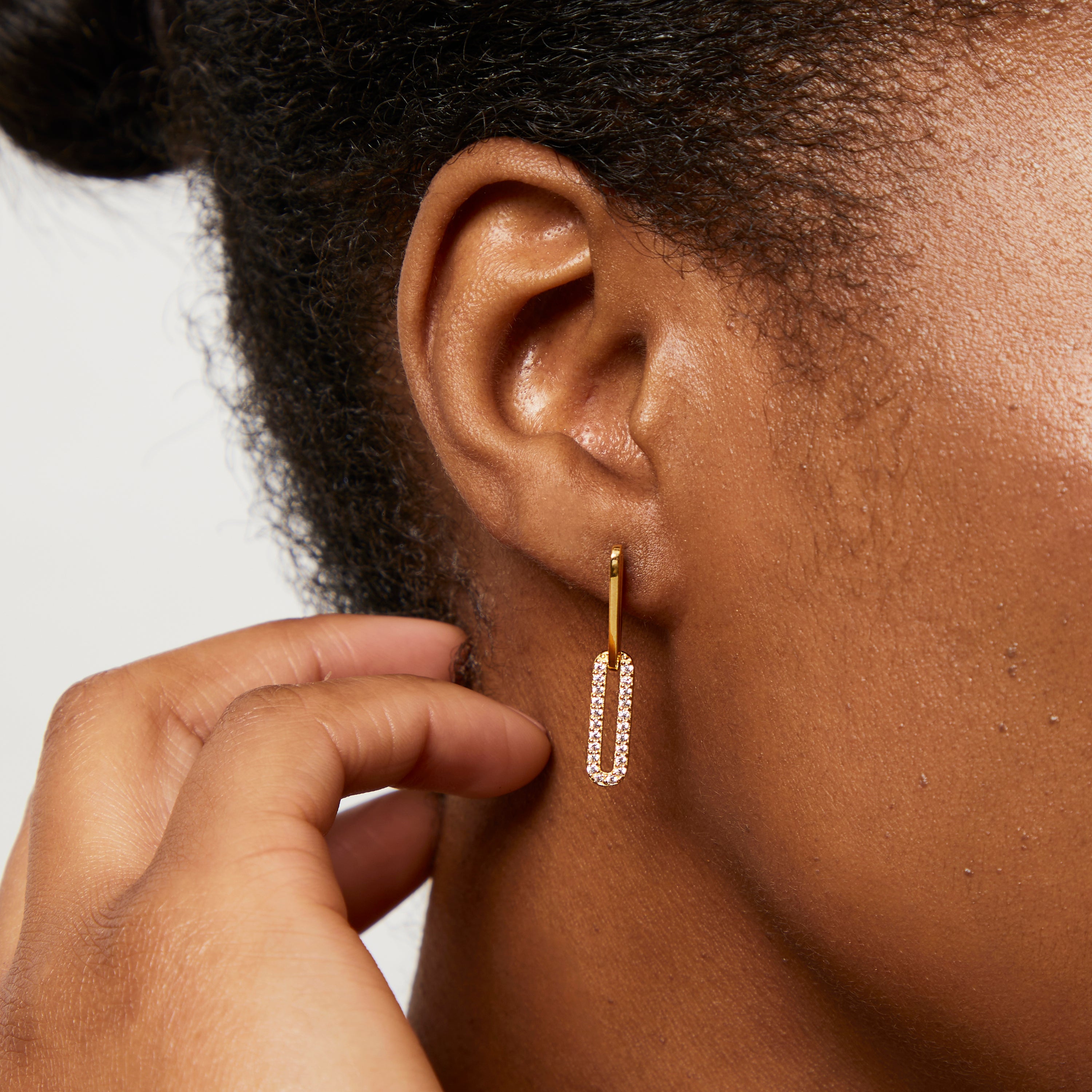 Yellow Gold Paperlink Stone Set Drop Earrings