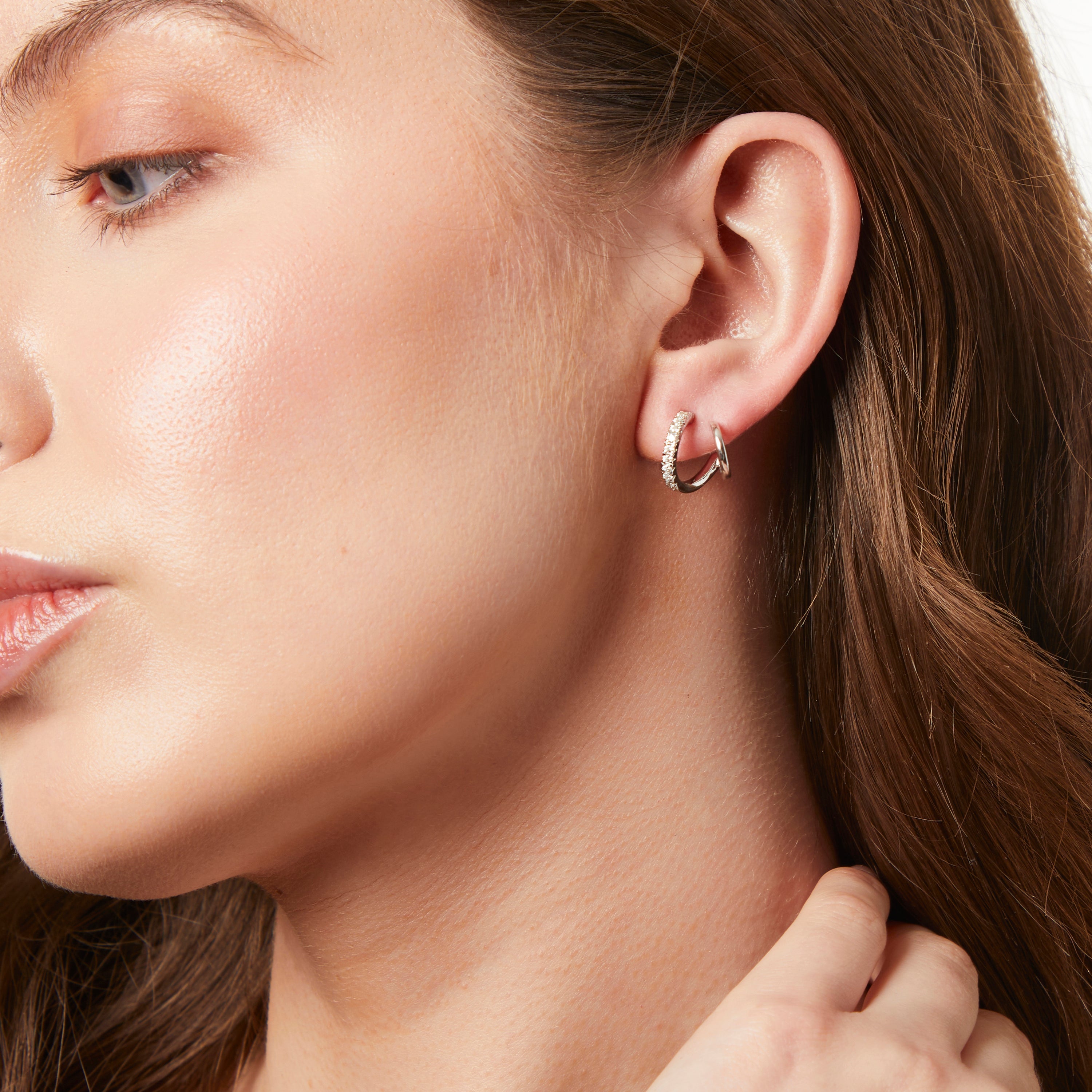 Sterling Silver Twisted Huggie Earrings