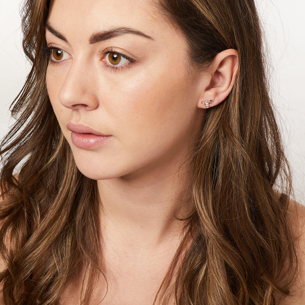 Bee Stud Earrings Set with Cubic Zirconia