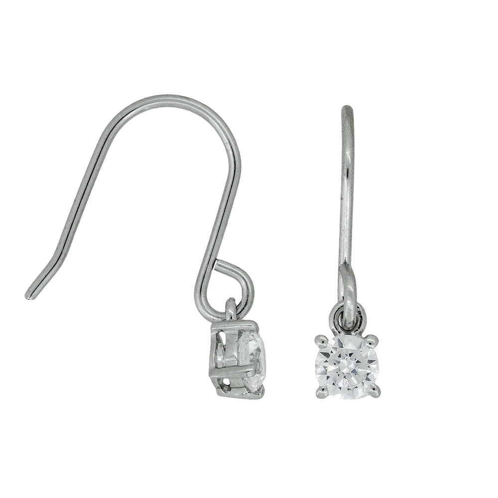 Sterling Silver Solitaire Fishhook Earrings