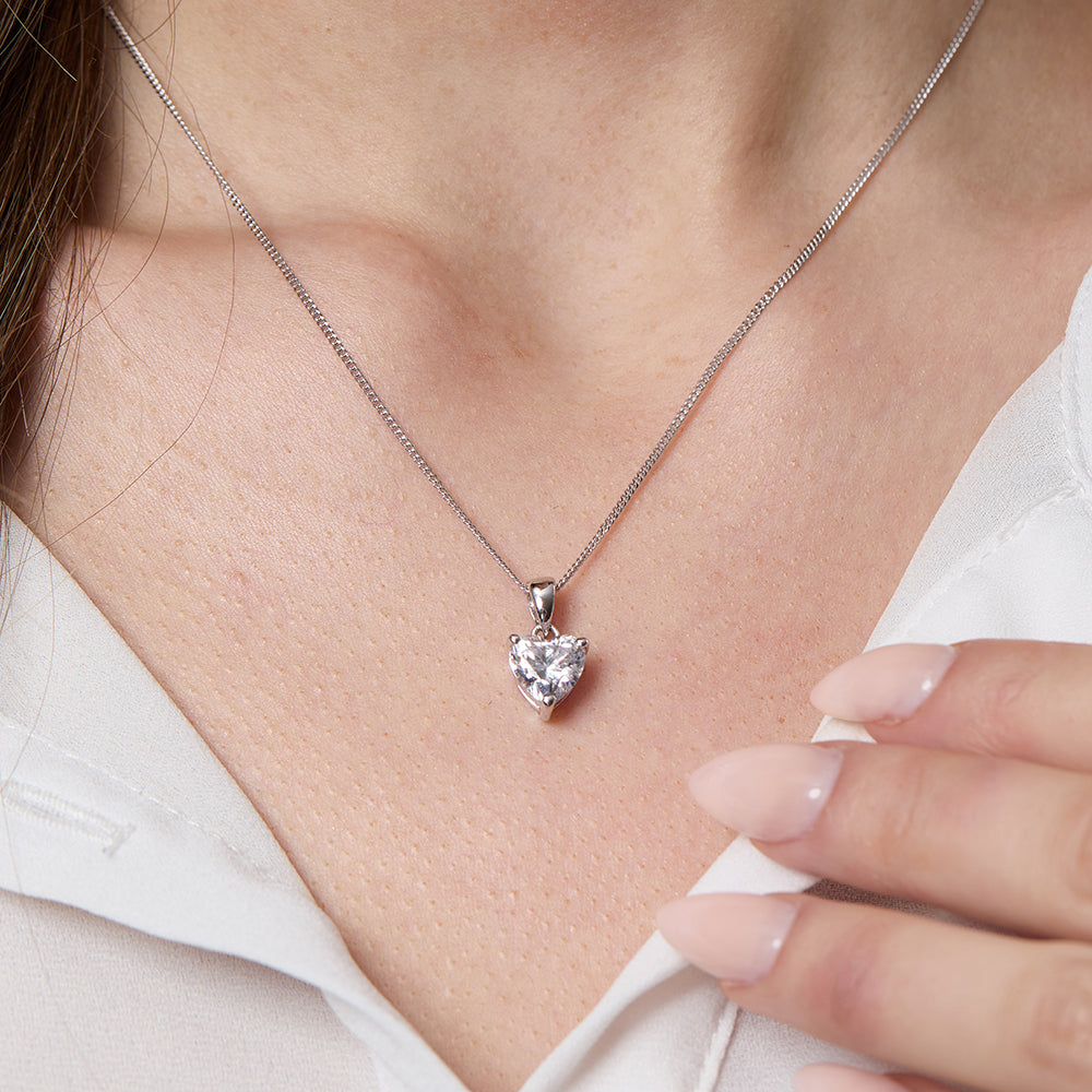 Sterling Silver Solitaire Heart Pendant