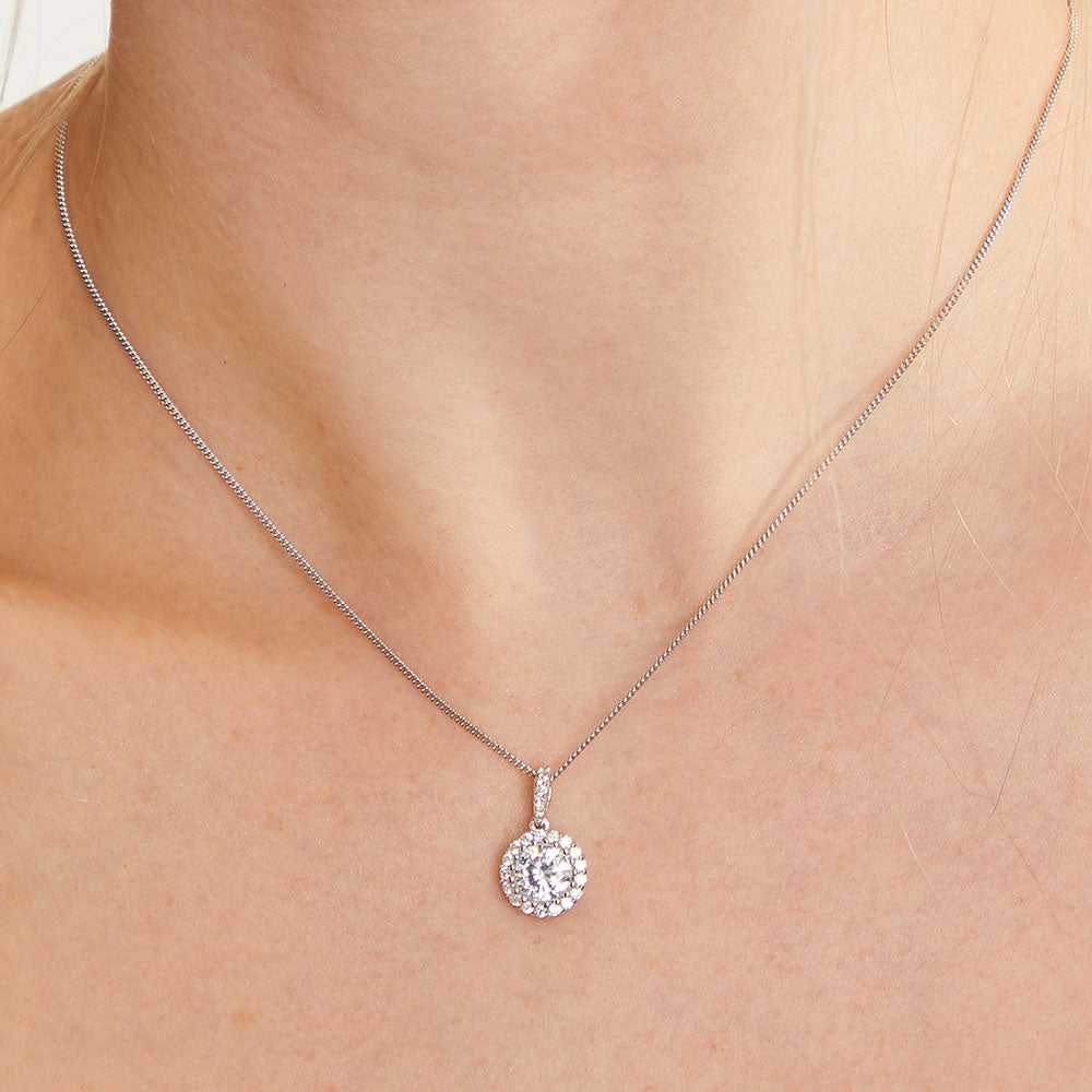 Sterling Silver 1 Carat Halo Pendant