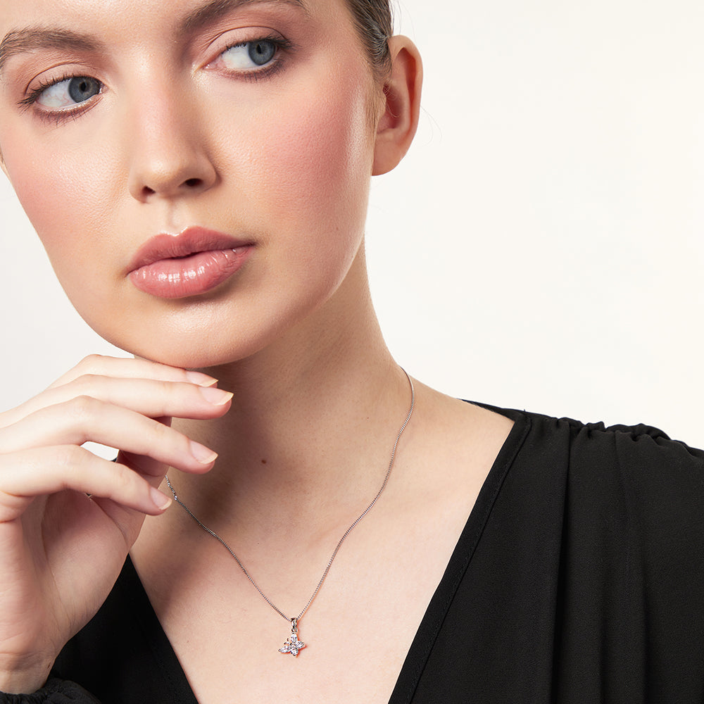 Sterling Silver Small Offset Butterfly Necklace