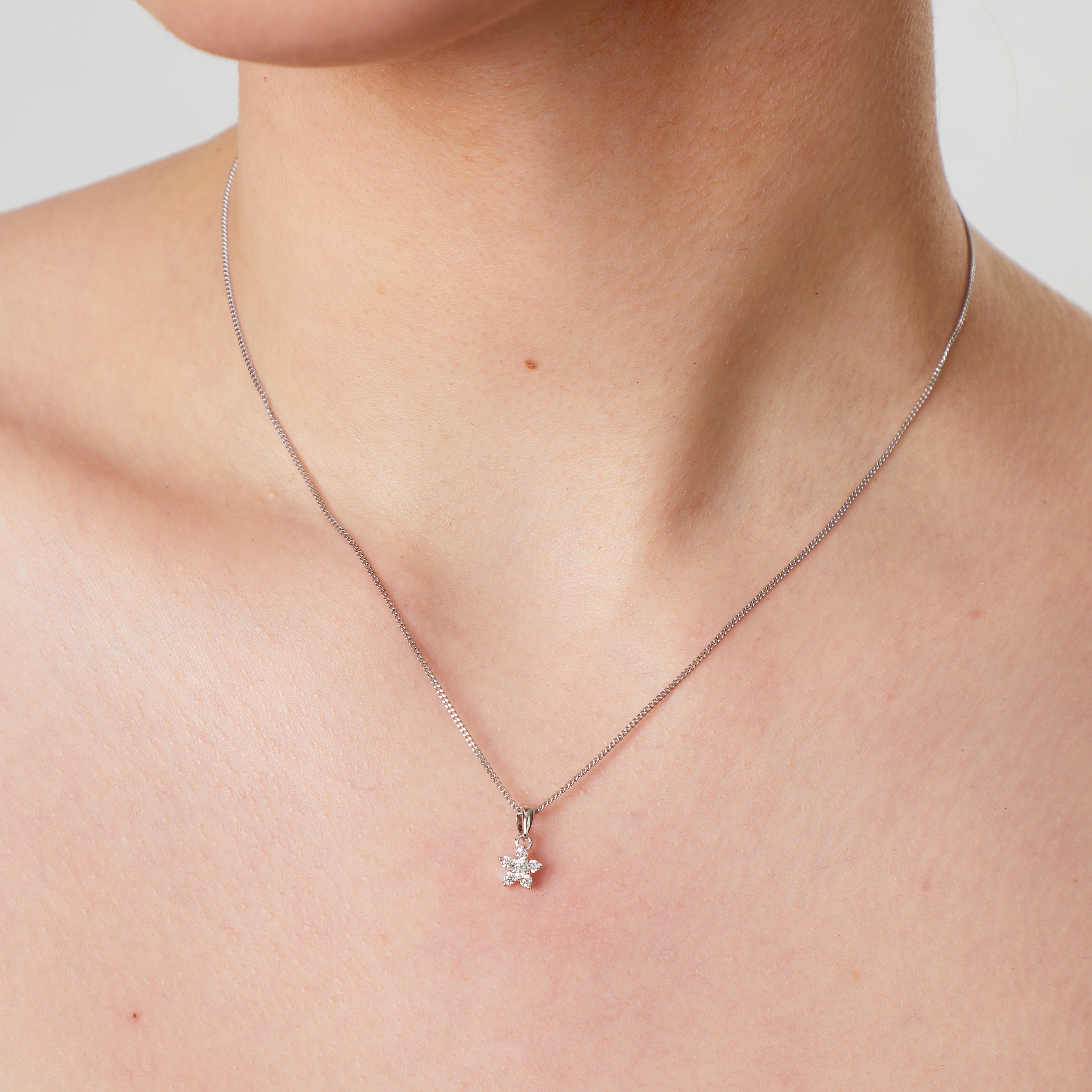 Sterling Silver Small Cubic Zirconia Star Pendant