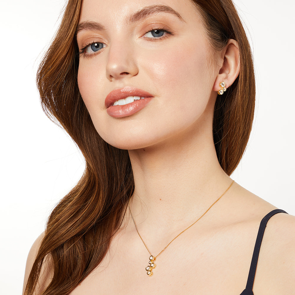 18ct Gold Vermeil Bubbles Drop Necklace | Bezel-Set Cluster Pendant
