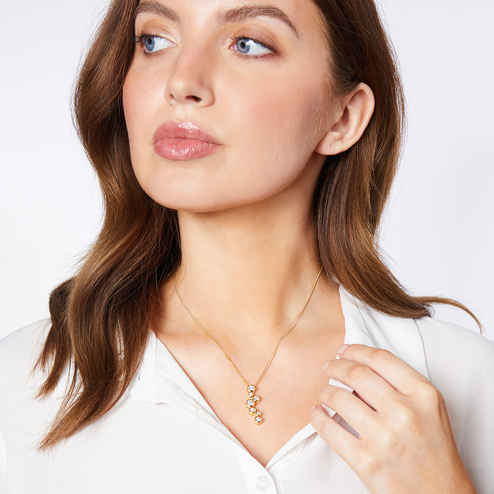 Yellow Gold Seven Stone Drop Bubble Pendant